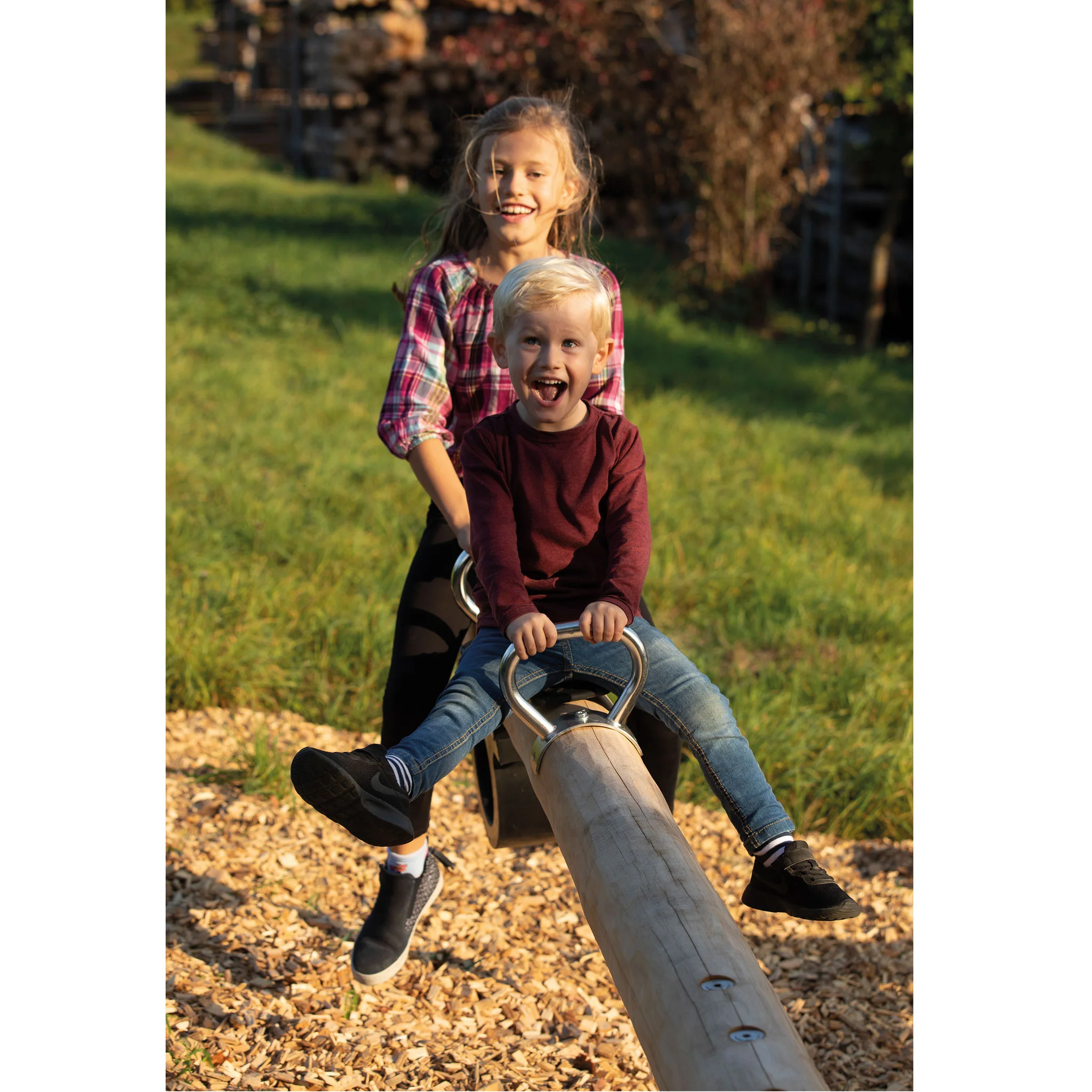 Spielplatz, Kinder, Pausenkopf, Holzstange, Schwarz
