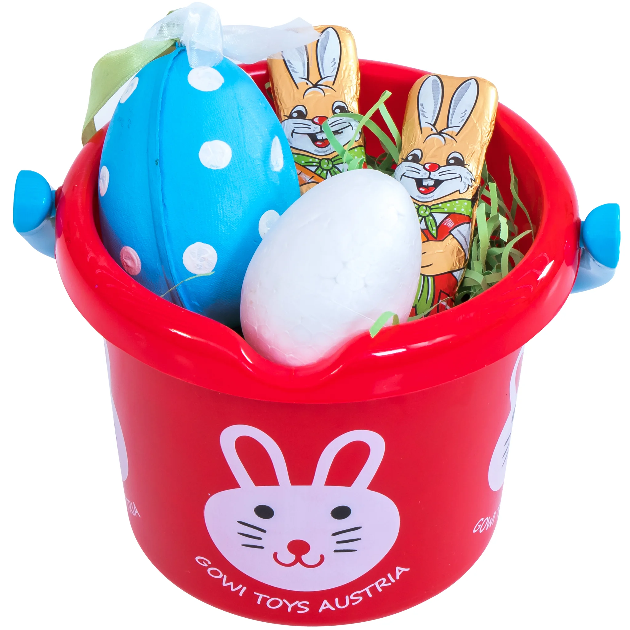 Ostereier, Schokoladenhasen, Eimer, Spielzeugkorb, Hase