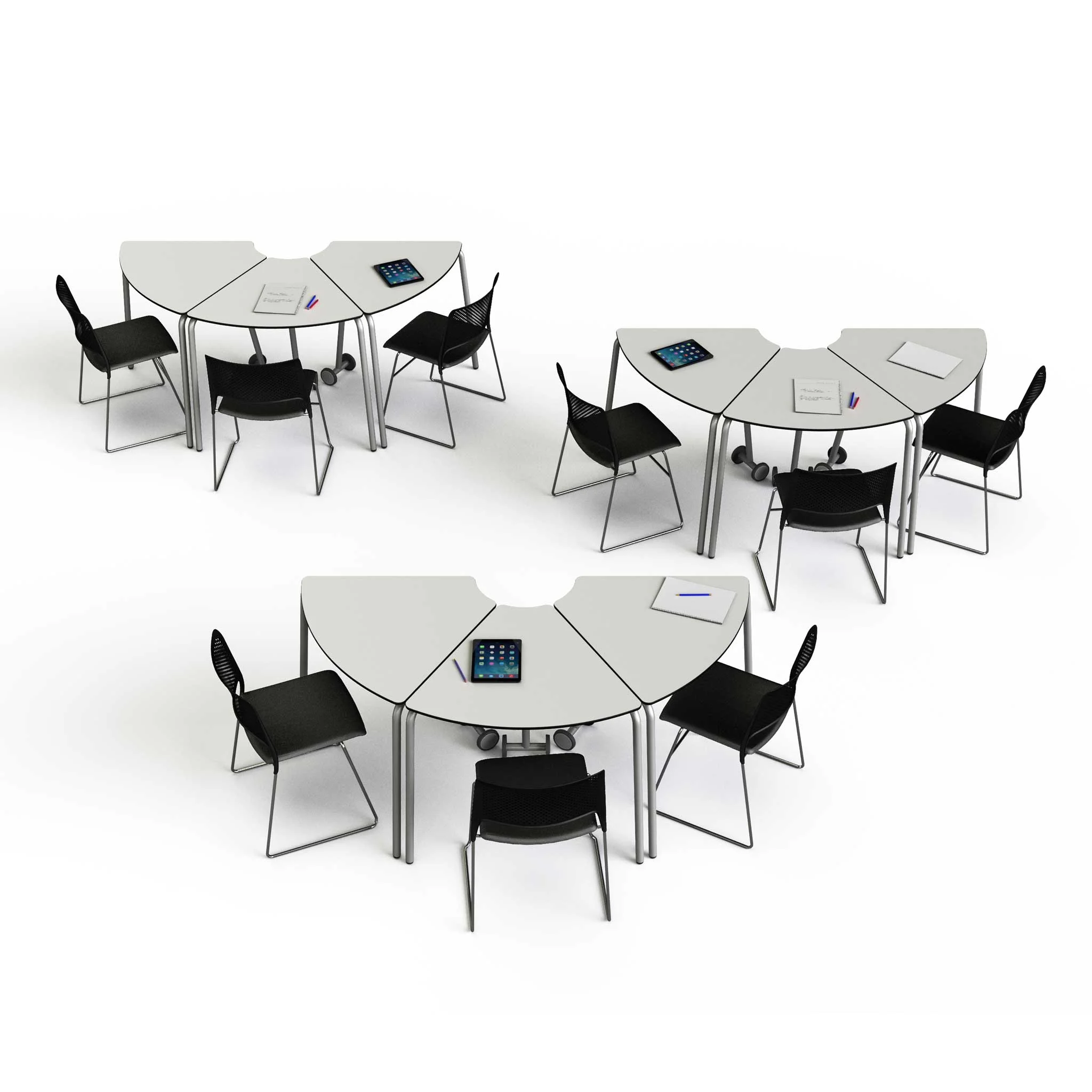 Cafeteria-Tisch, Modulare Tische, Kooperative Möbel, Runder Rand Tisch, Tablet auf dem Tisch