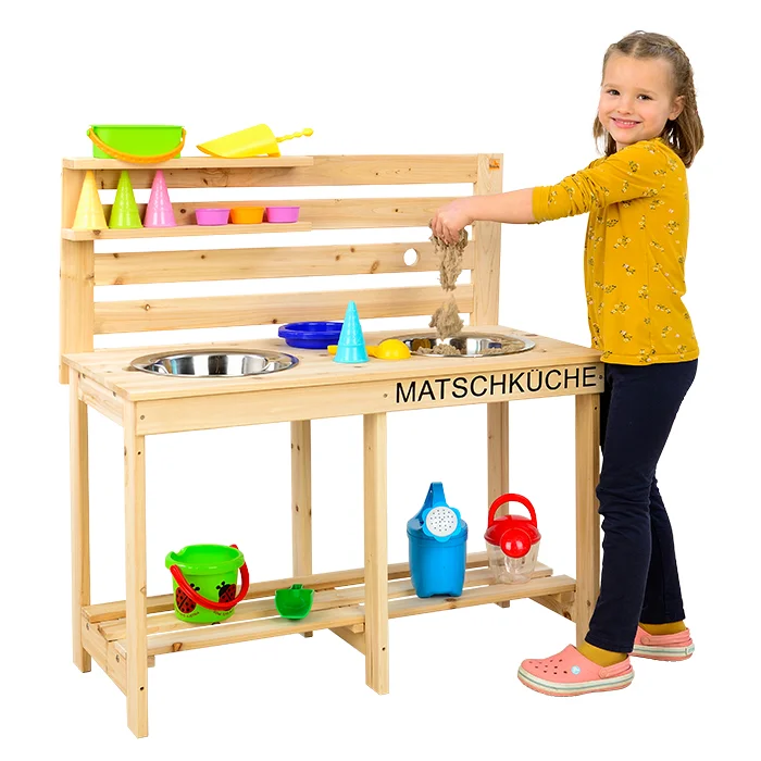 Holz-Spielküche, Kinderküche, Kochset, Sandsatz, Spielzeugküche