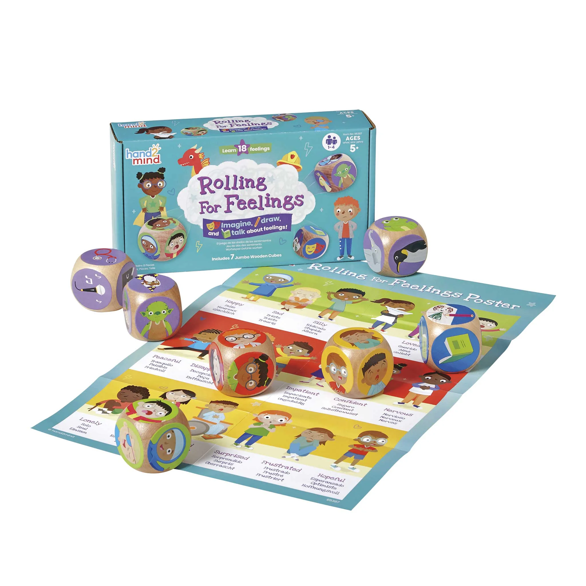 Wimmelbrett, Gefühlskarten, Holzwürfel, buntes Spielzeug, Bildungsspiel