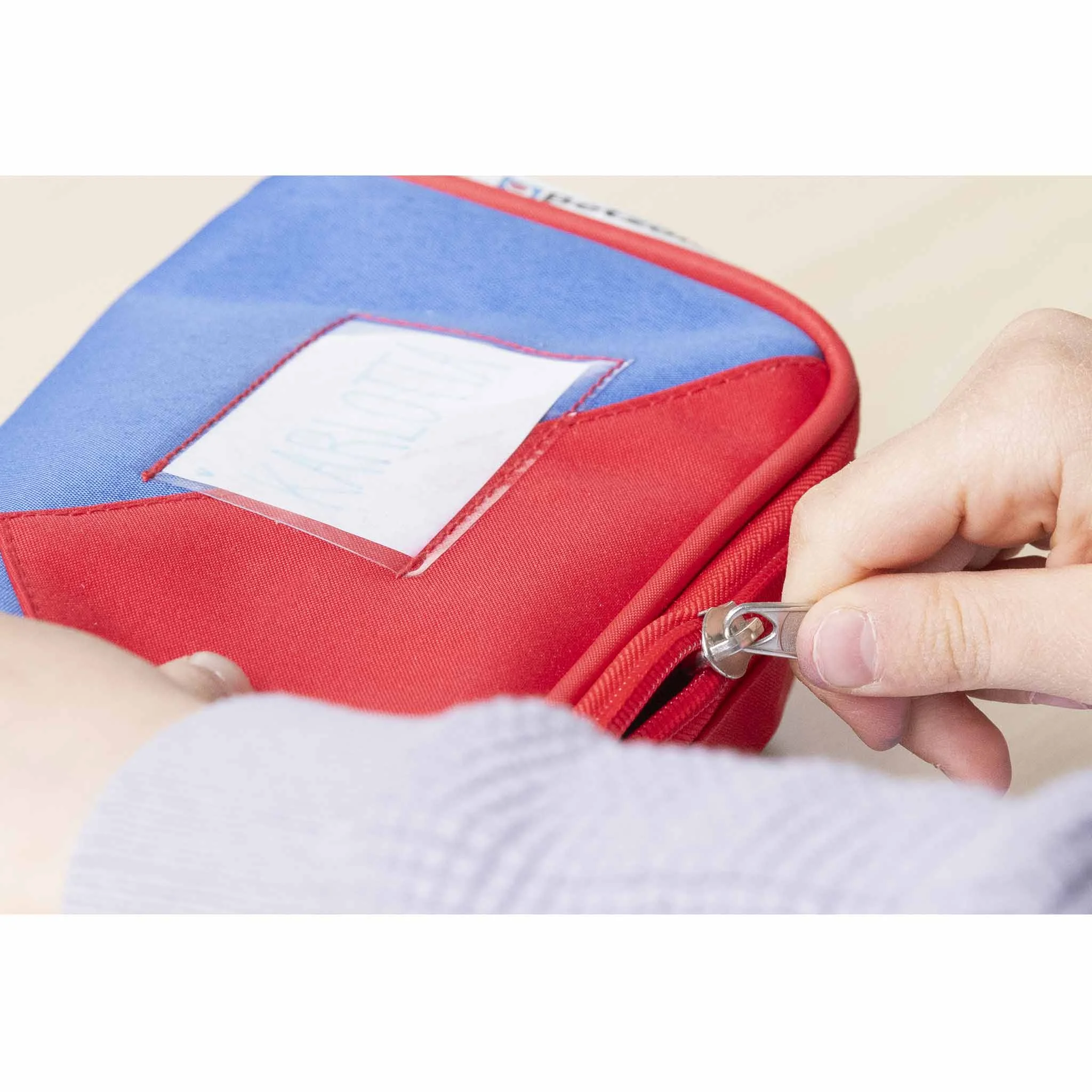 Schulrucksack, Rucksack, Reißverschluss, Rot/blau, Kunststoffgriff