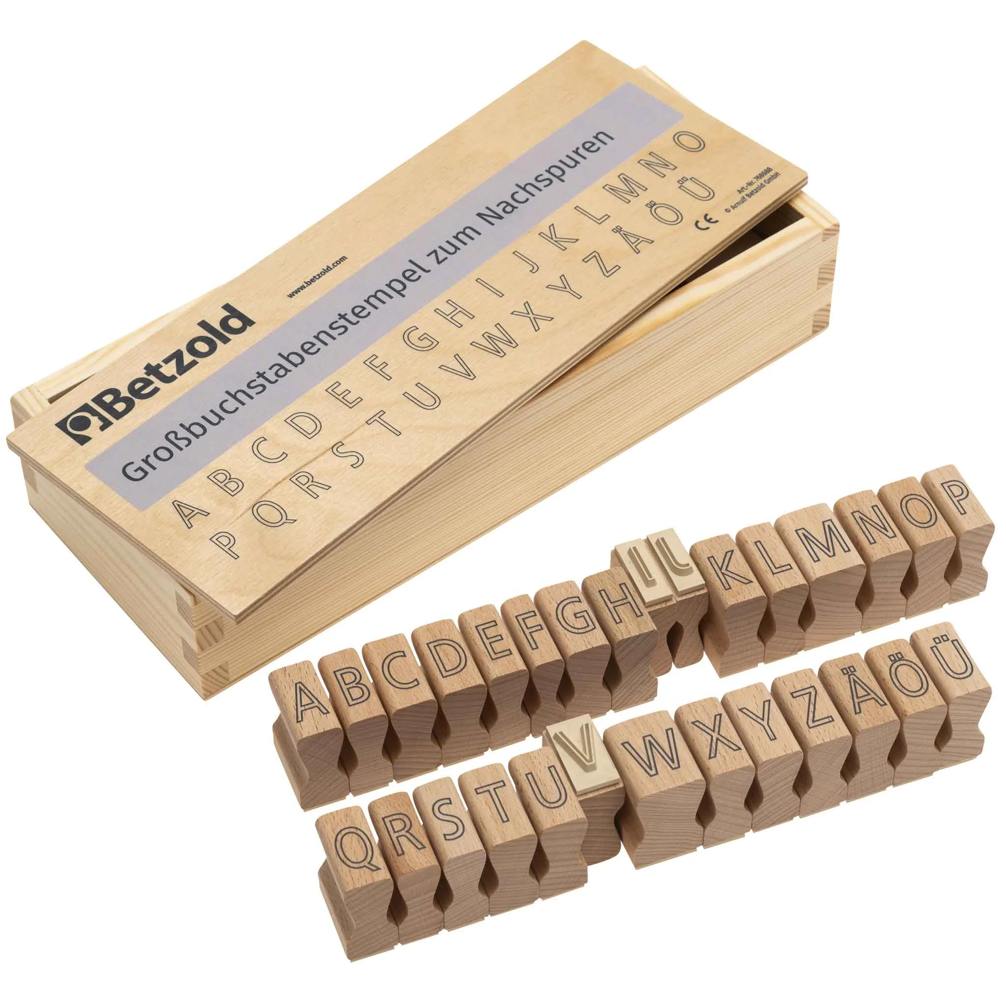 Holzstempel, Alphabetstempel, Buchstabenstempel, Stempelbox, Nachstempel