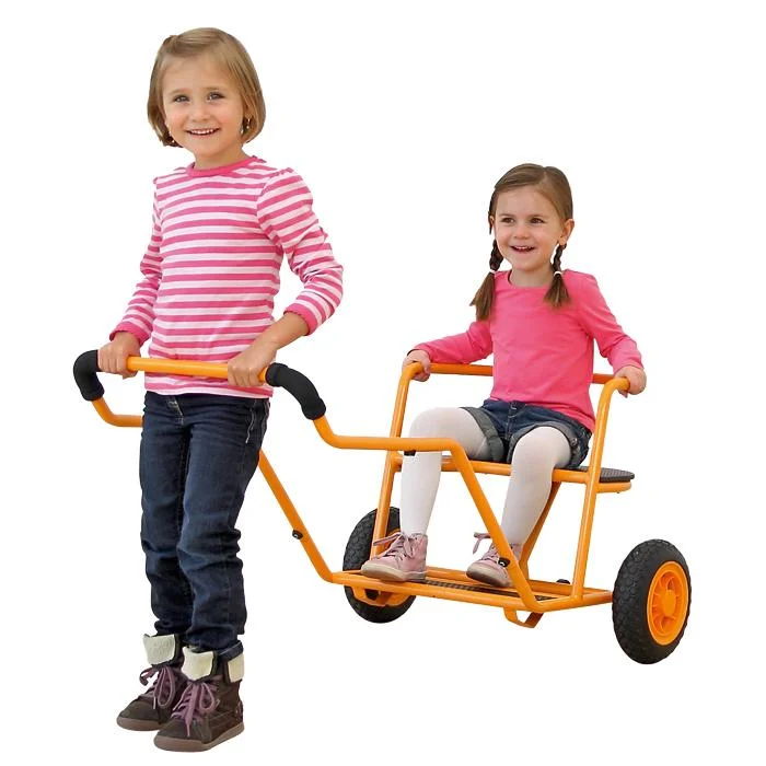 Kinderfahrzeug, Dreirad, Zugwagen, orange, Sitzbank
