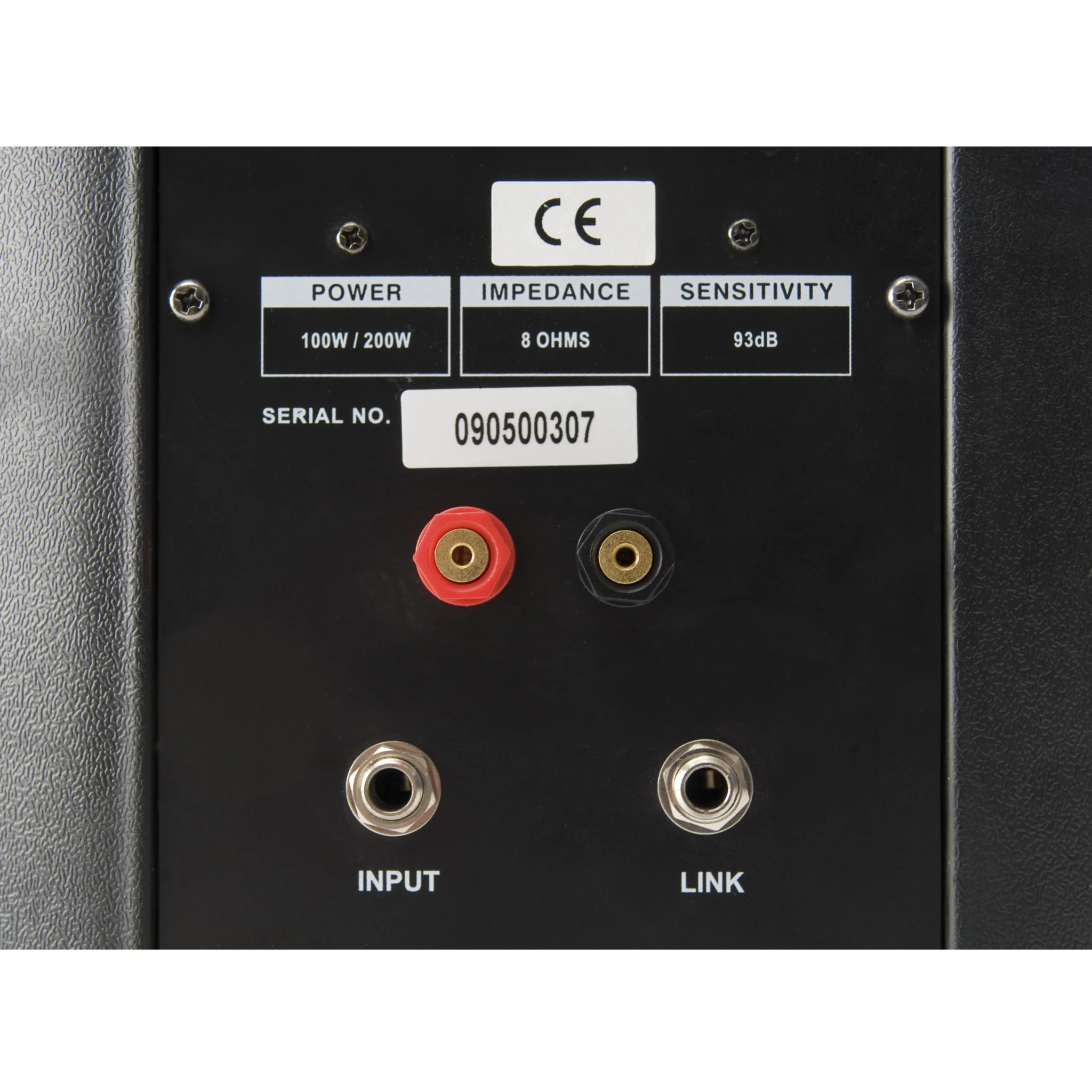 Impedanz 8 Ohm, Eingang, Verbindung, Leistung 100W/200W, Empfindlichkeit 93dB