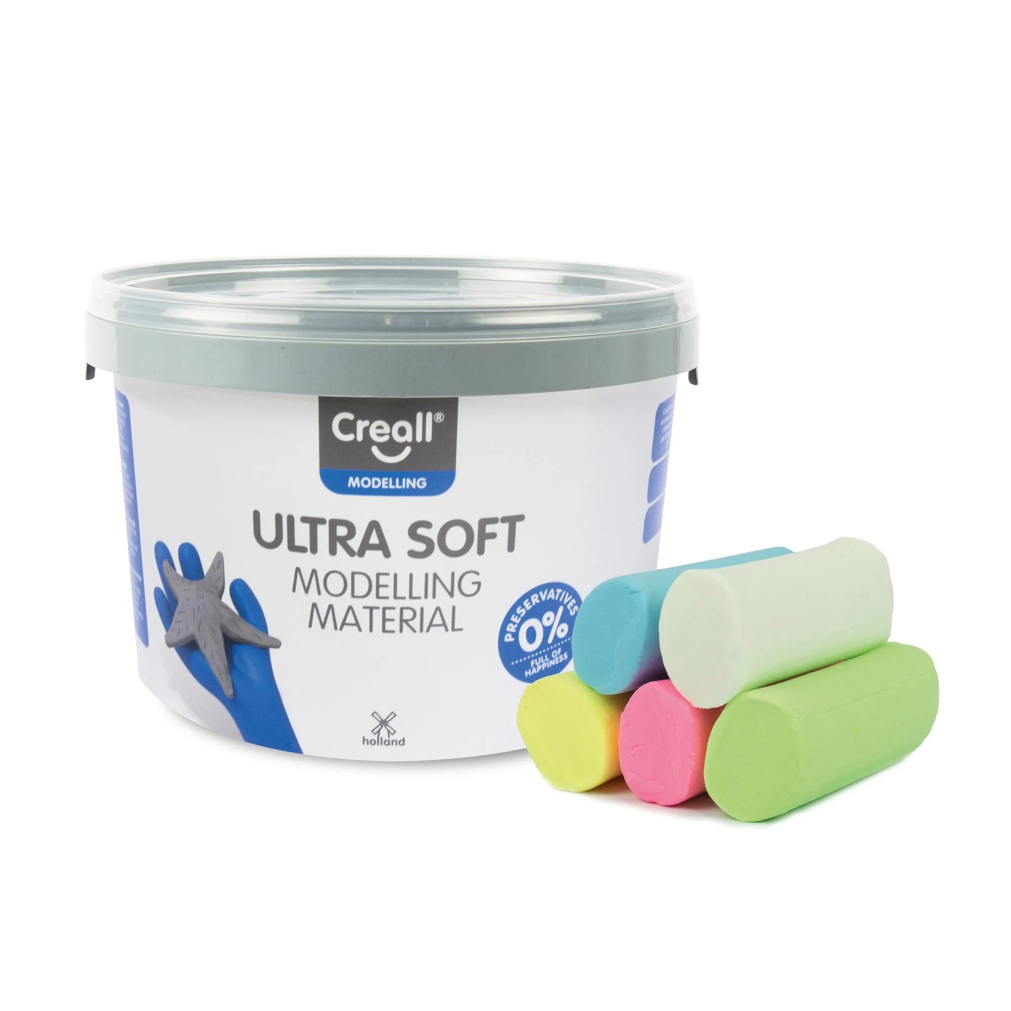 U3-Modellierknete im Eimer, 5 Farben