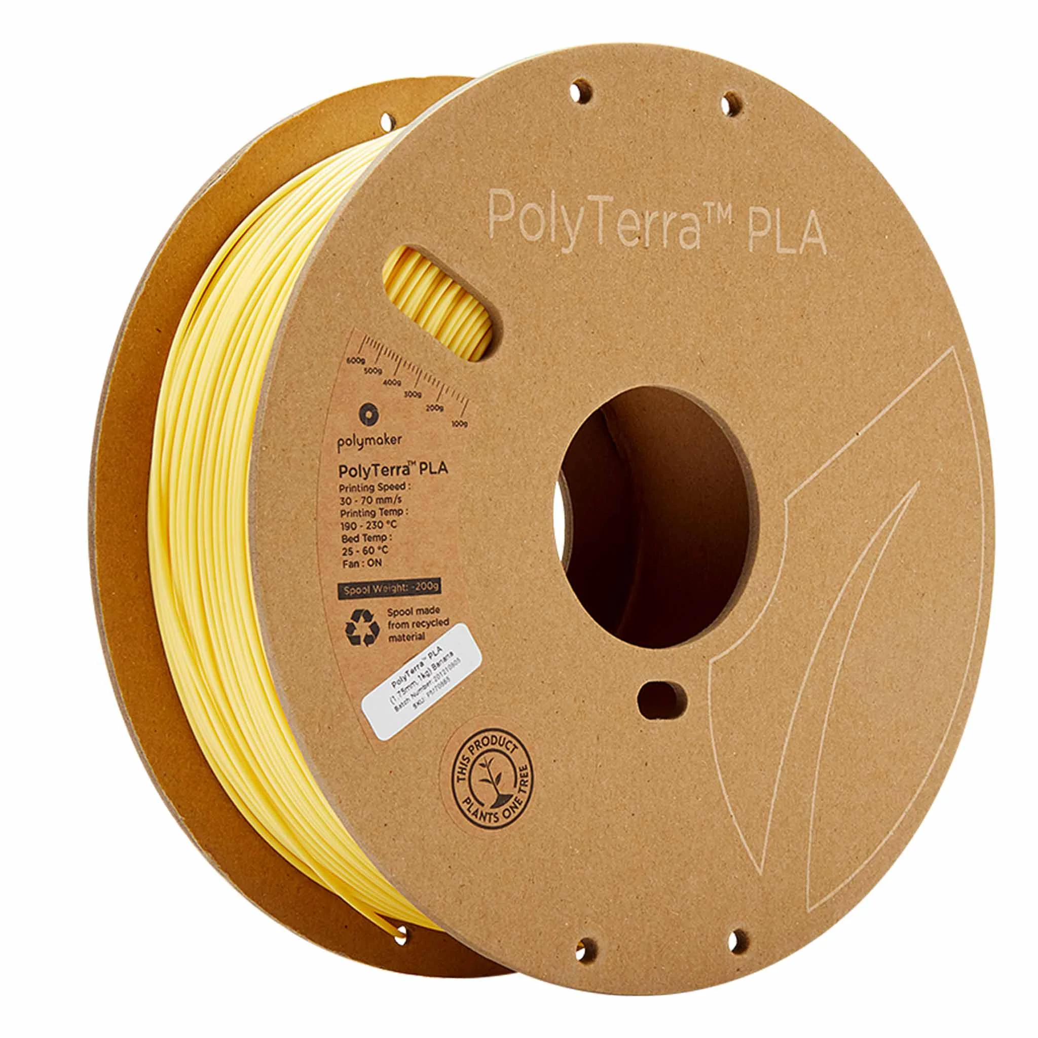 PLA-Filament, 3D-Druck, gelbes Filament, Spule, Polymaker