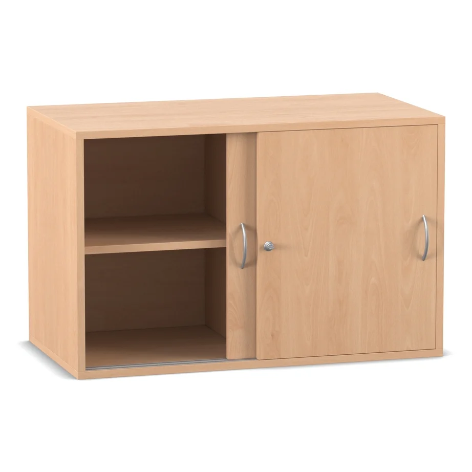 Aufsatz-Schiebetürenschrank, 60,6 x 94,4 cm, mit 2 Böden und Mittelwand, Buche hell