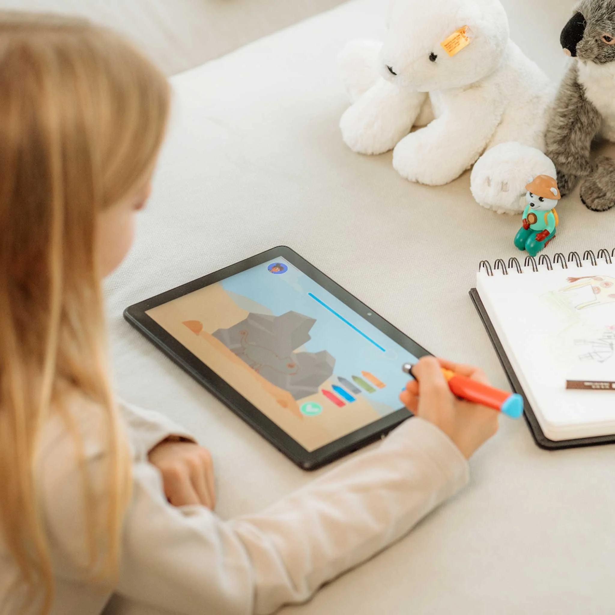 tablet, kindergarten, zeichnen, bildung, stift