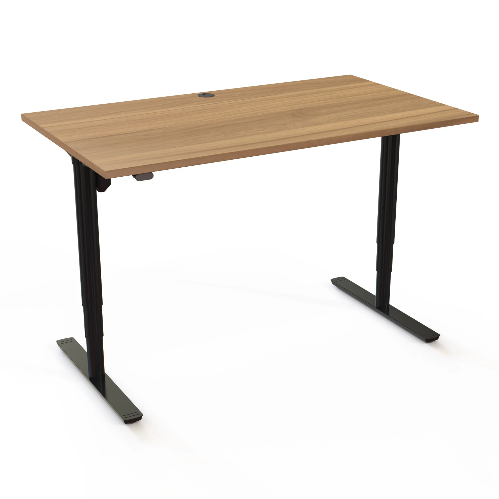 Schreibtisch, höhenverstellbar, Holzoberfläche, Kabeldurchlass, Metallbeine
