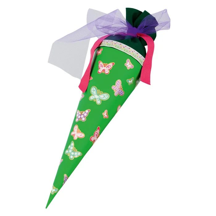 Schultüten, Papiertüte, Schulbeginn, Schmetterlinge, Grün