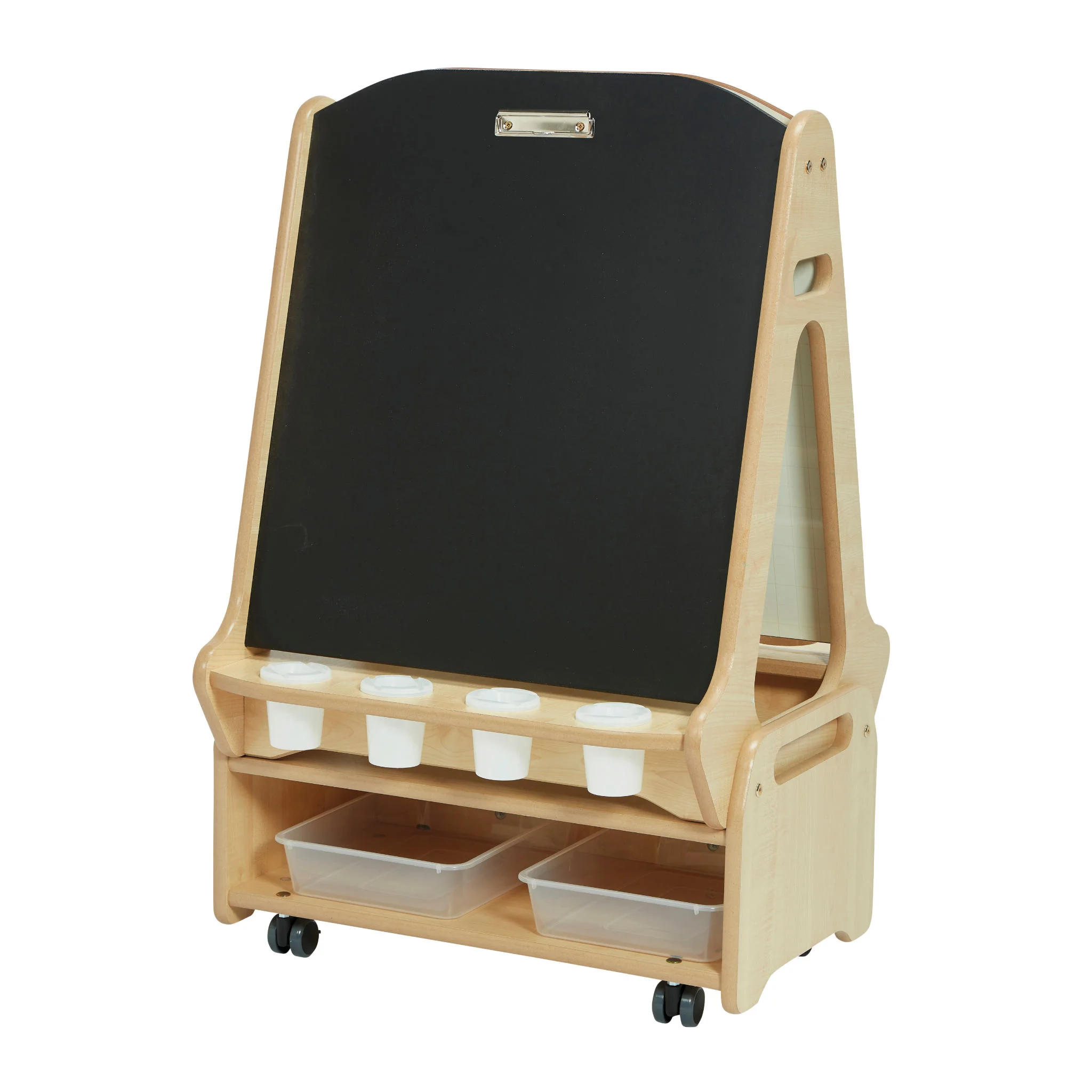 Kunsttable, Schiefertafel, Rollbare Halterung, Holzrahmen, Kreidetafel