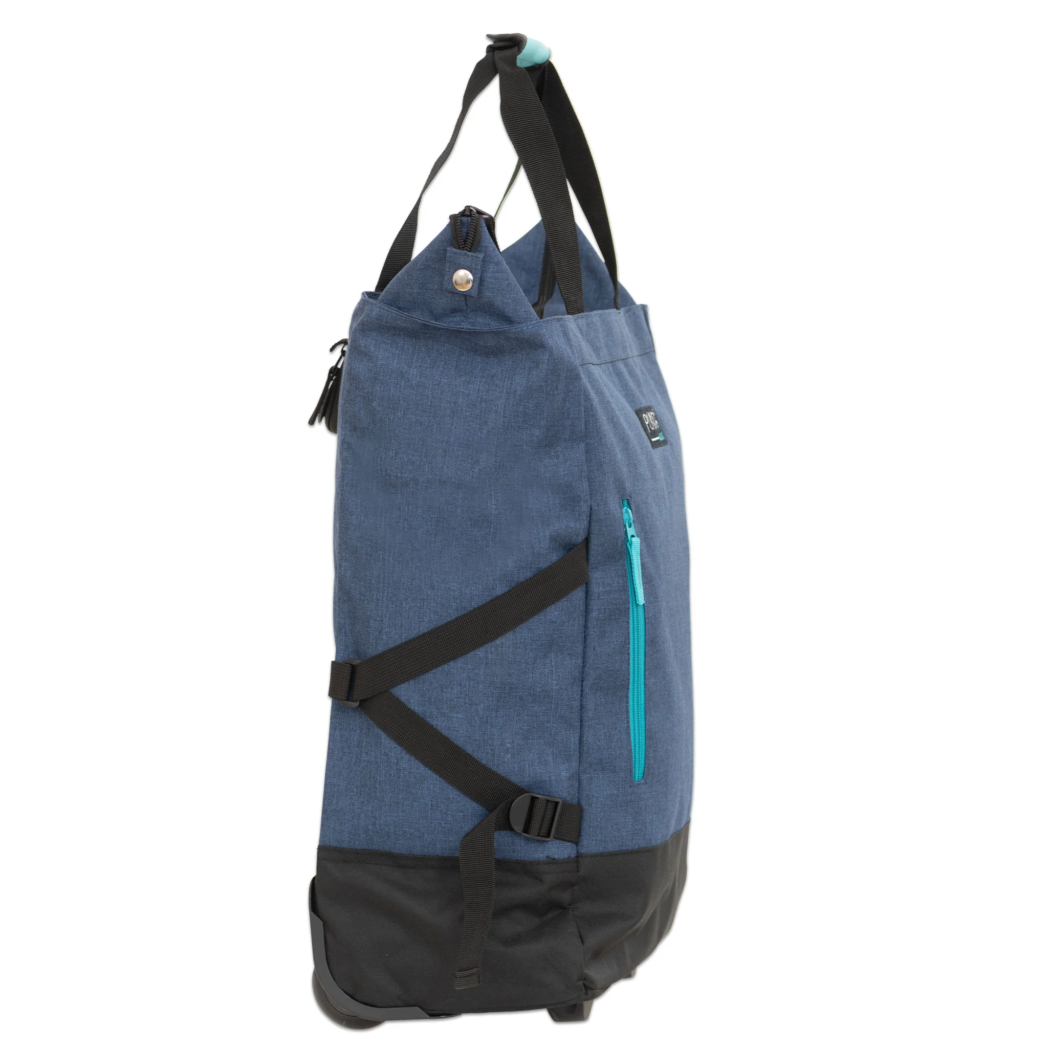 Rucksack, blau, Tragegurte, Reißverschlussfach, unten Schutz