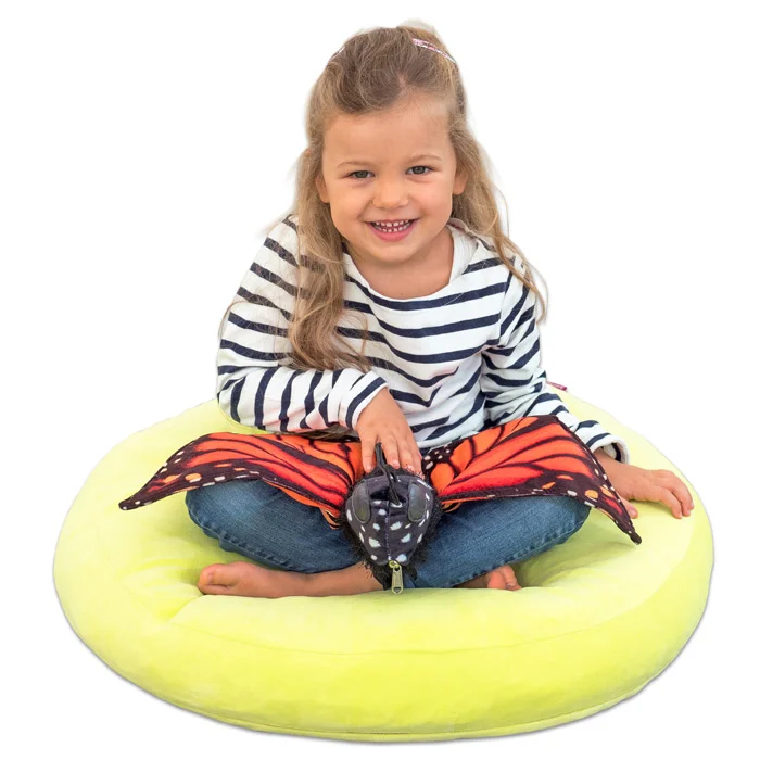 Kindersitzkissen, Riesen-Kissen, Schmetterlingsflügel, gelbes Kissen, Strickshirt