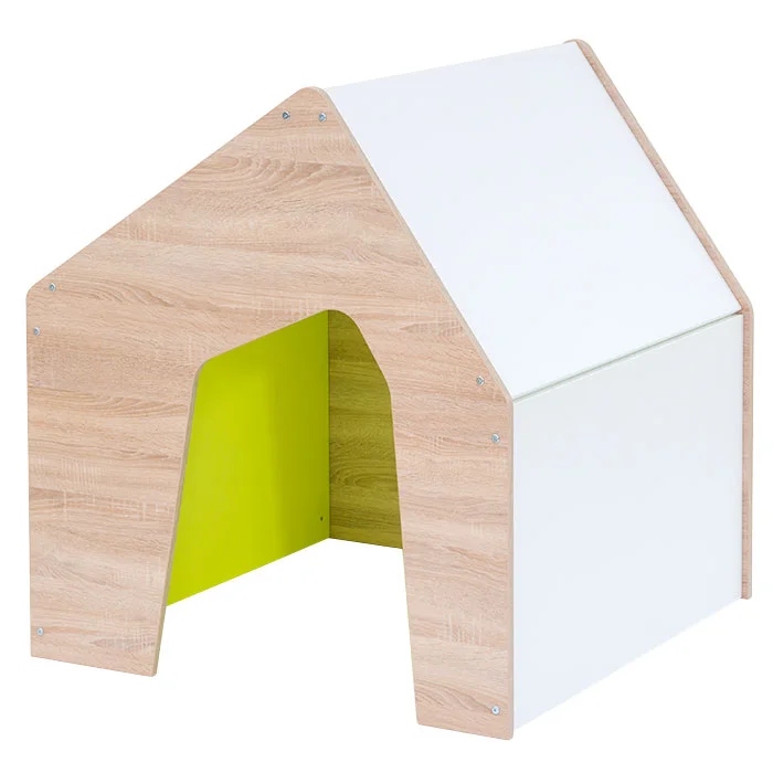 Kinderhaus, Kletterhaus, Holz, Pinguin-Struktur, Farbkontrast