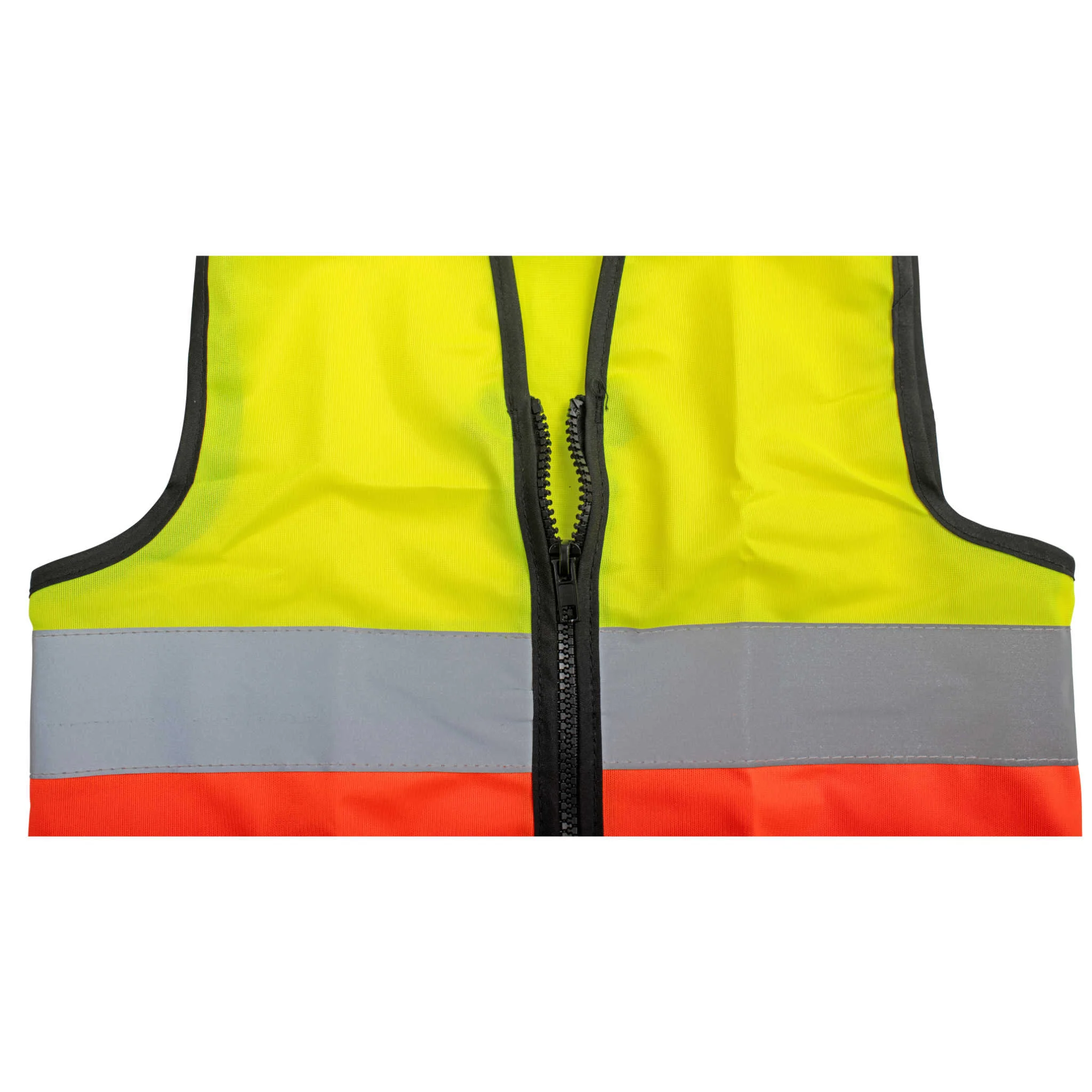 Warnweste, High-Visibility, Reißverschluss, Farbblock, Reflektorstreifen