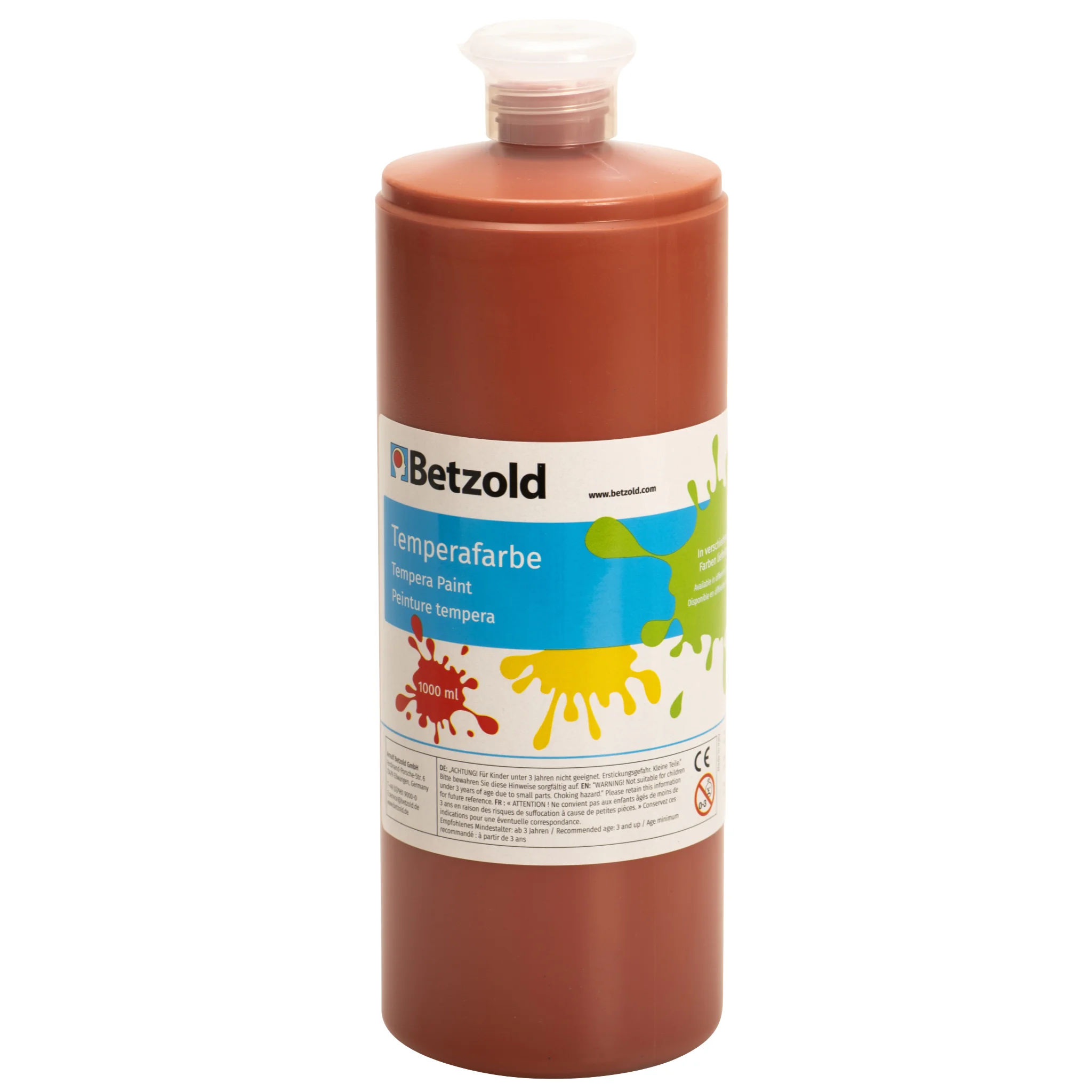 Tempera Farbe, Tempera Paint, Kunstfarbe, Flasche 1000 ml, Braunbraune Farbe