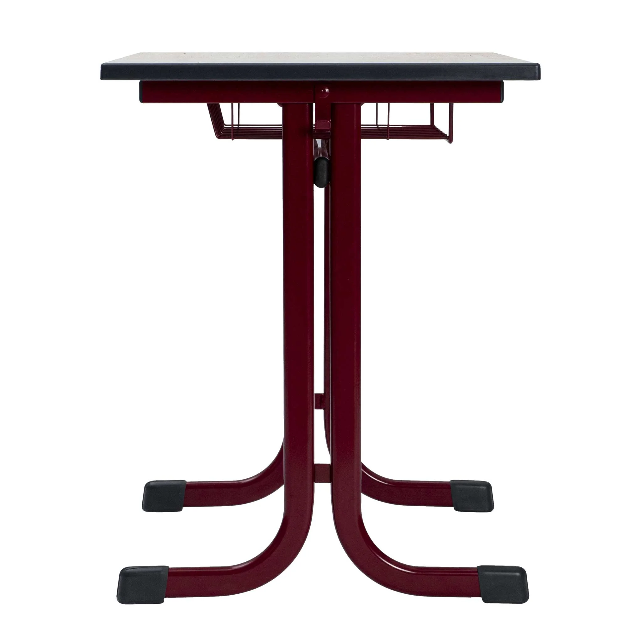 Schultisch, Schreibtisch, Metallgestell, Rote Farbe, Klappfußstütze