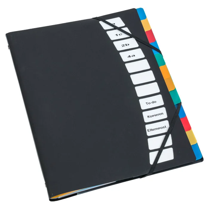 Notizbuch, Kalenderordner, Streifenhefter, Gummi elastische Bindung, Mehrfarbige Seitenmarkierung
