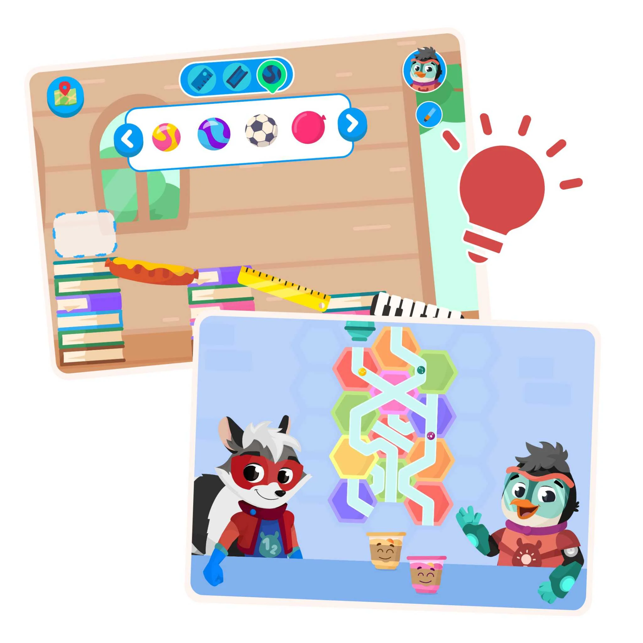 Brettspiel, geometrisches Puzzle, Kinder, bunt, Schreibtisch-Setup