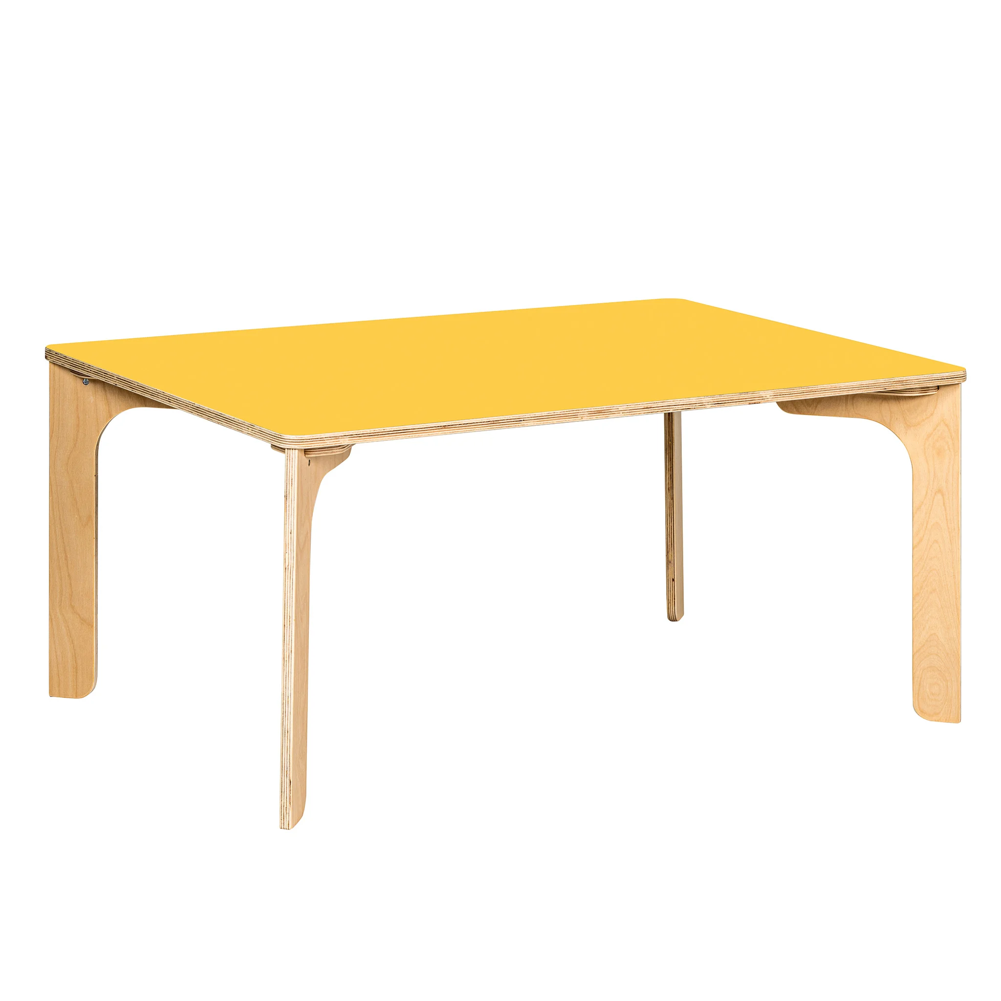 Esstisch, Holztisch, Gelbe Tischplatte, Vielfach nutzbar, Runde Kanten?