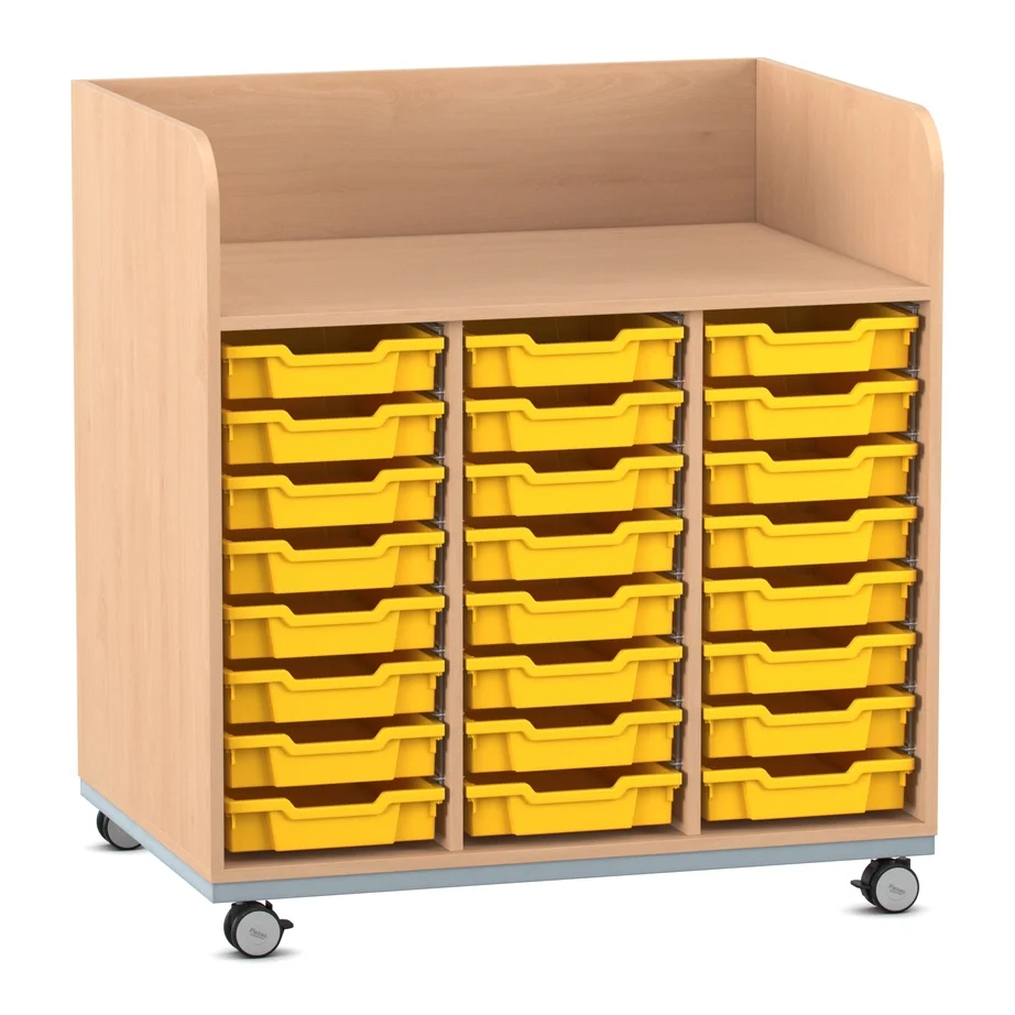 Wickelkommode, mit 24 Schubladenboxen, gelb