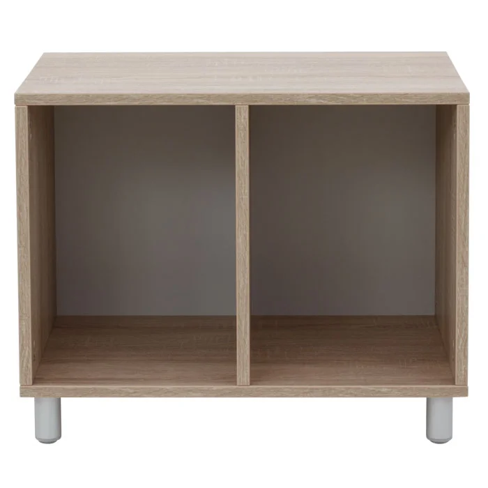 Sideboard, Zweikammer, Holzoberfläche, Eichenfarbene, Füße Aluminium