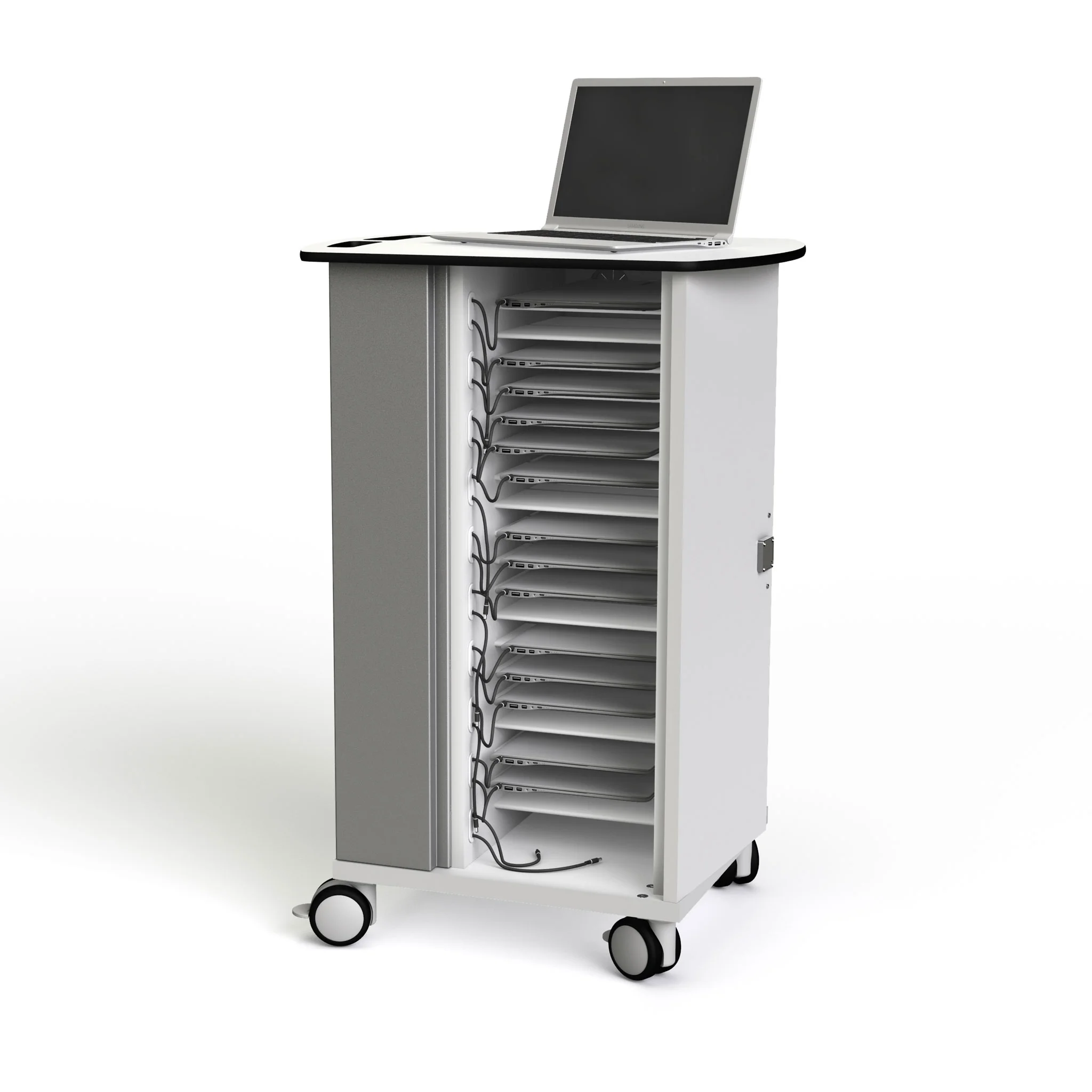 Laptop cart, Ladestation für Laptop, Rollbarer Arbeitsplatz, Laptop-Dockingstation, Kabelmanagement