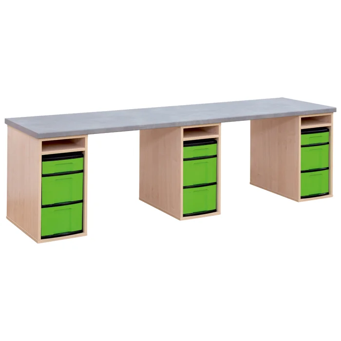 Schreibtisch, Schreibtisch mit Aufbewahrung, Kastenwürfel, Grün-Drawers, Holzoptik