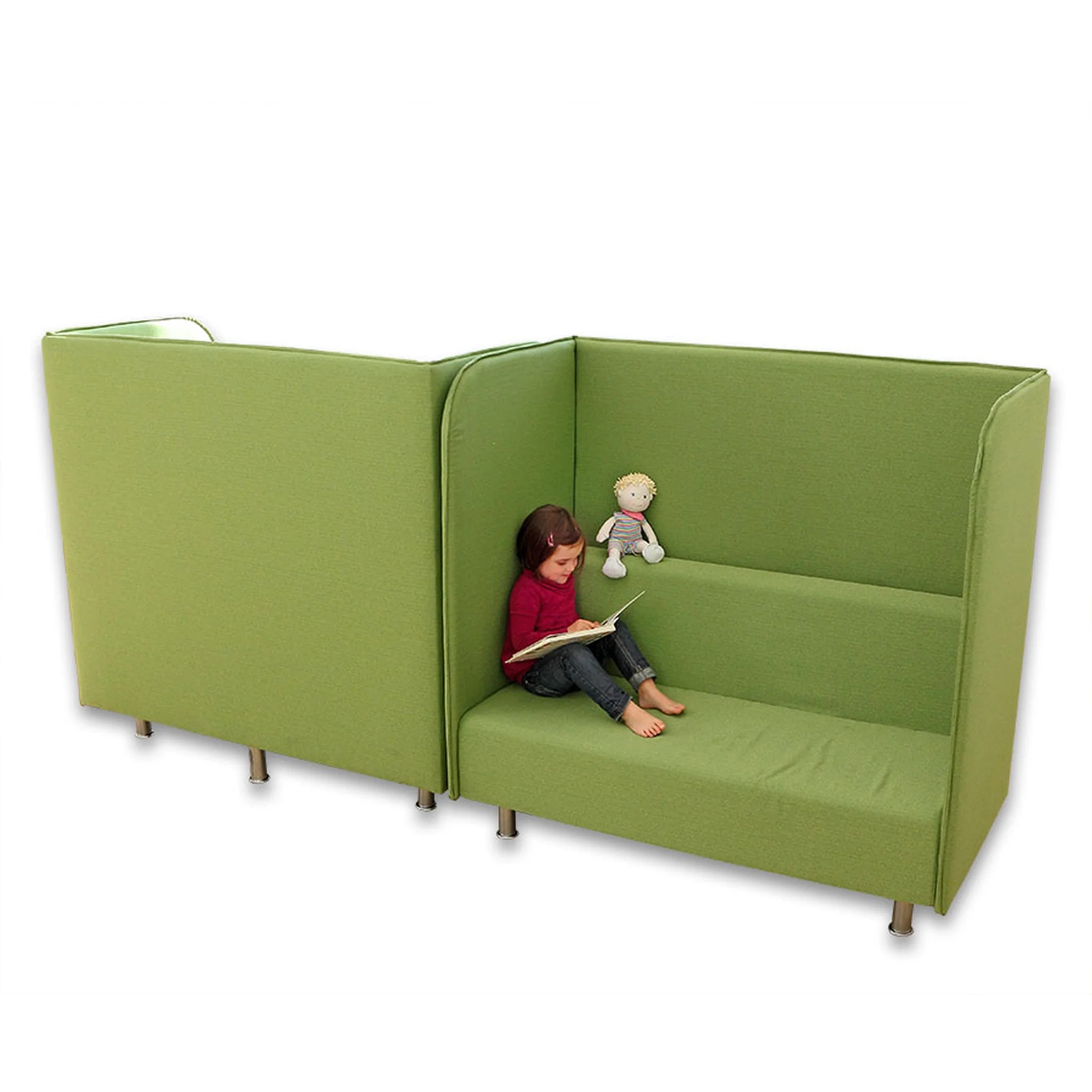 Sofa-Sektion, grün, hohles Ecksofa, Kinderbereich, Kissenfrei