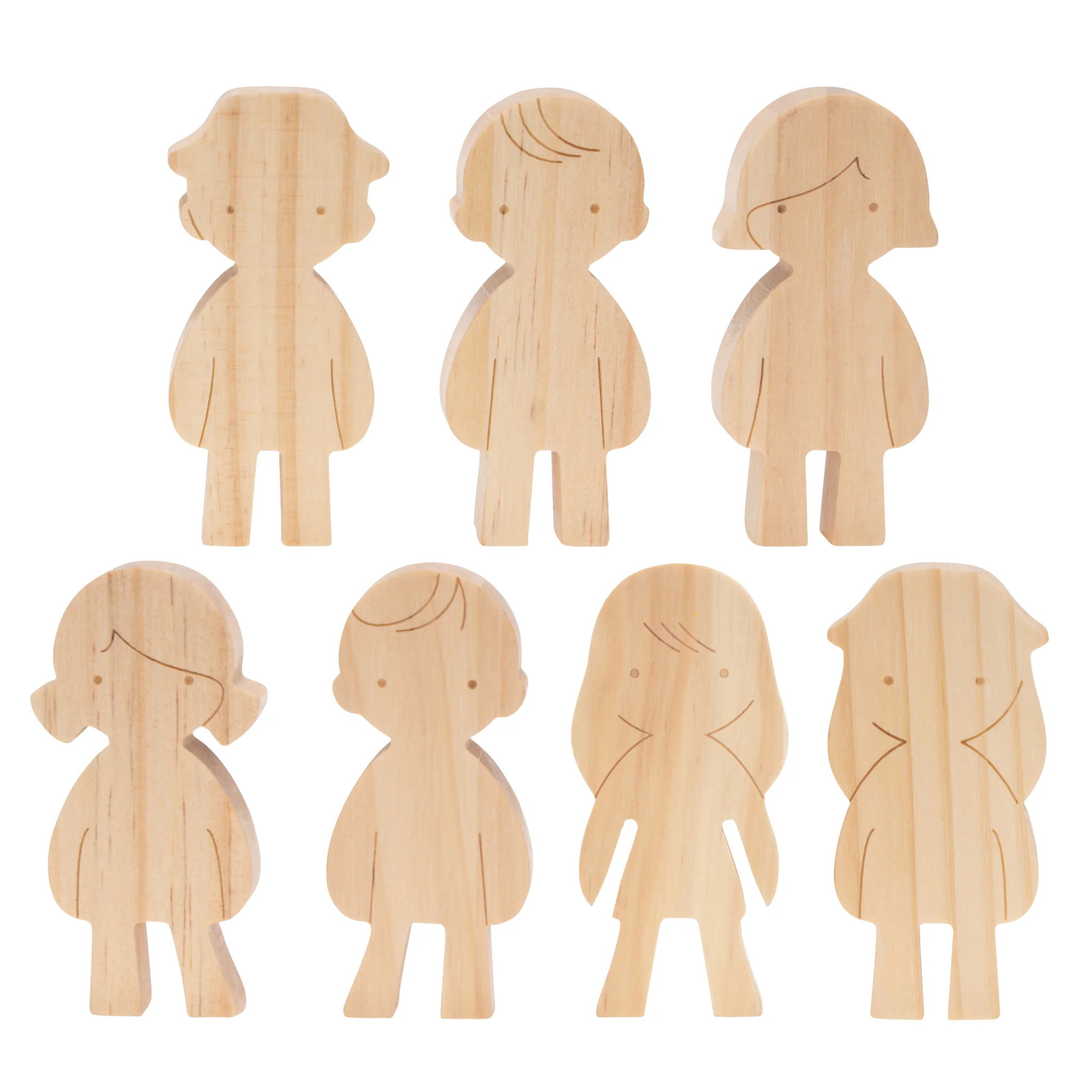 7 Kinder Holzfiguren