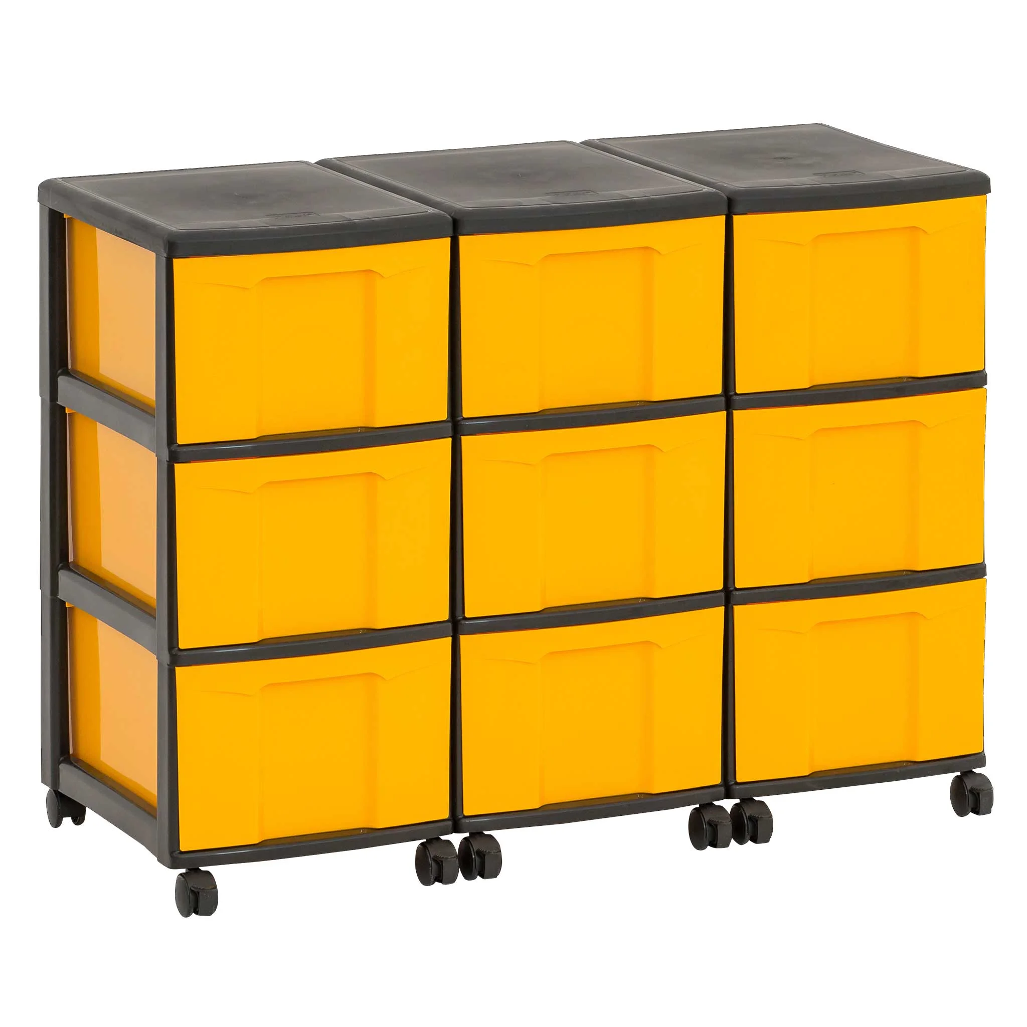 Aufbewahrungsboxen, Kastensystem, Gelb, rollen, Kunststoffbehälter