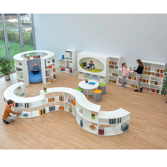 Kinderbibliothek, Bücherregal, Industriedesign, Spielmöbel, Leserlebnis