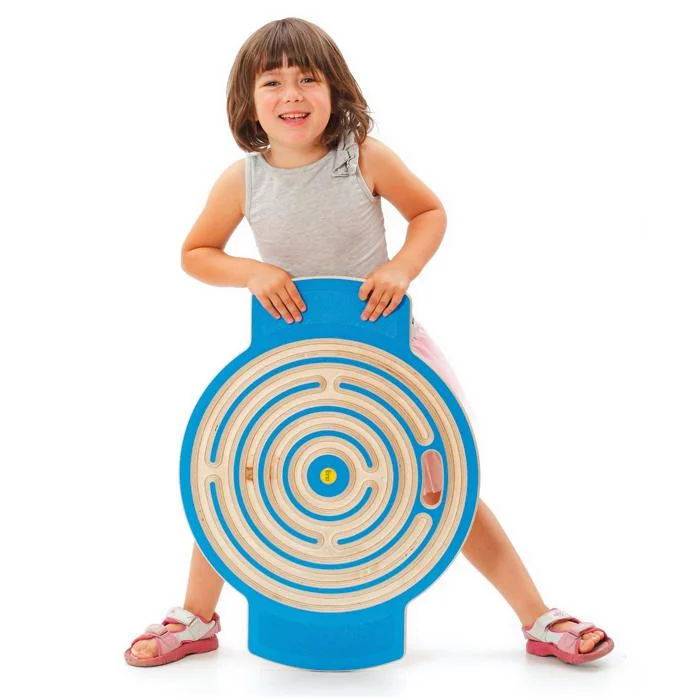 kinderspielzeug, labyrinthscheibe, balancierspiel, kreis maze, blaues scheiben spiel