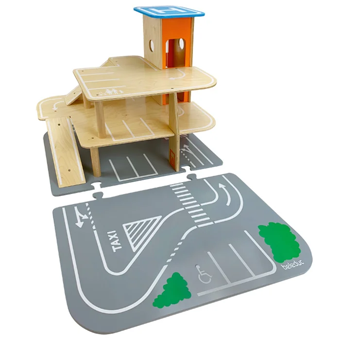 Holzspielzeug, Kletterspiel, Parkhaus, Parkplatz, Straßenszene
