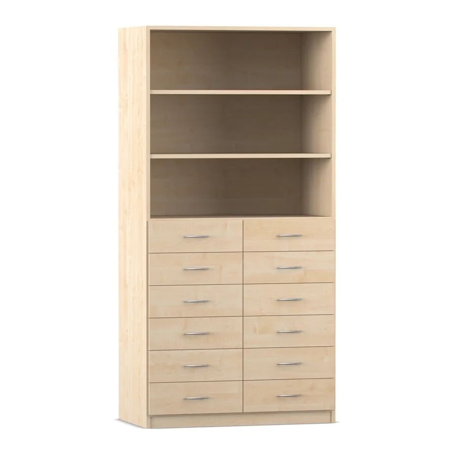 Schrank, Kleiderschrank, Dielentisch, Regal, Schubladen