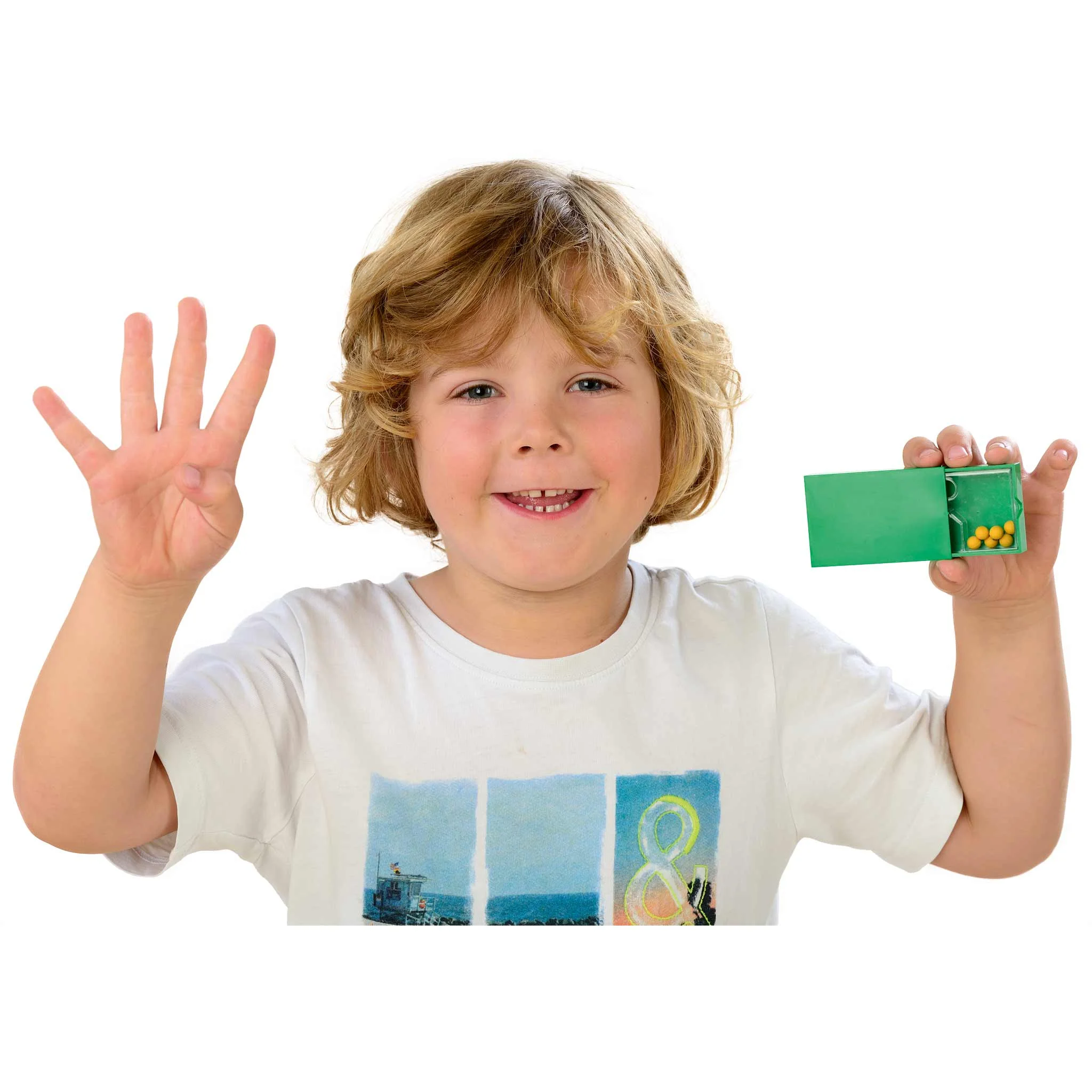 Kinder, Halter, Schachtdose, Gelbe Perlen, T-Shirt