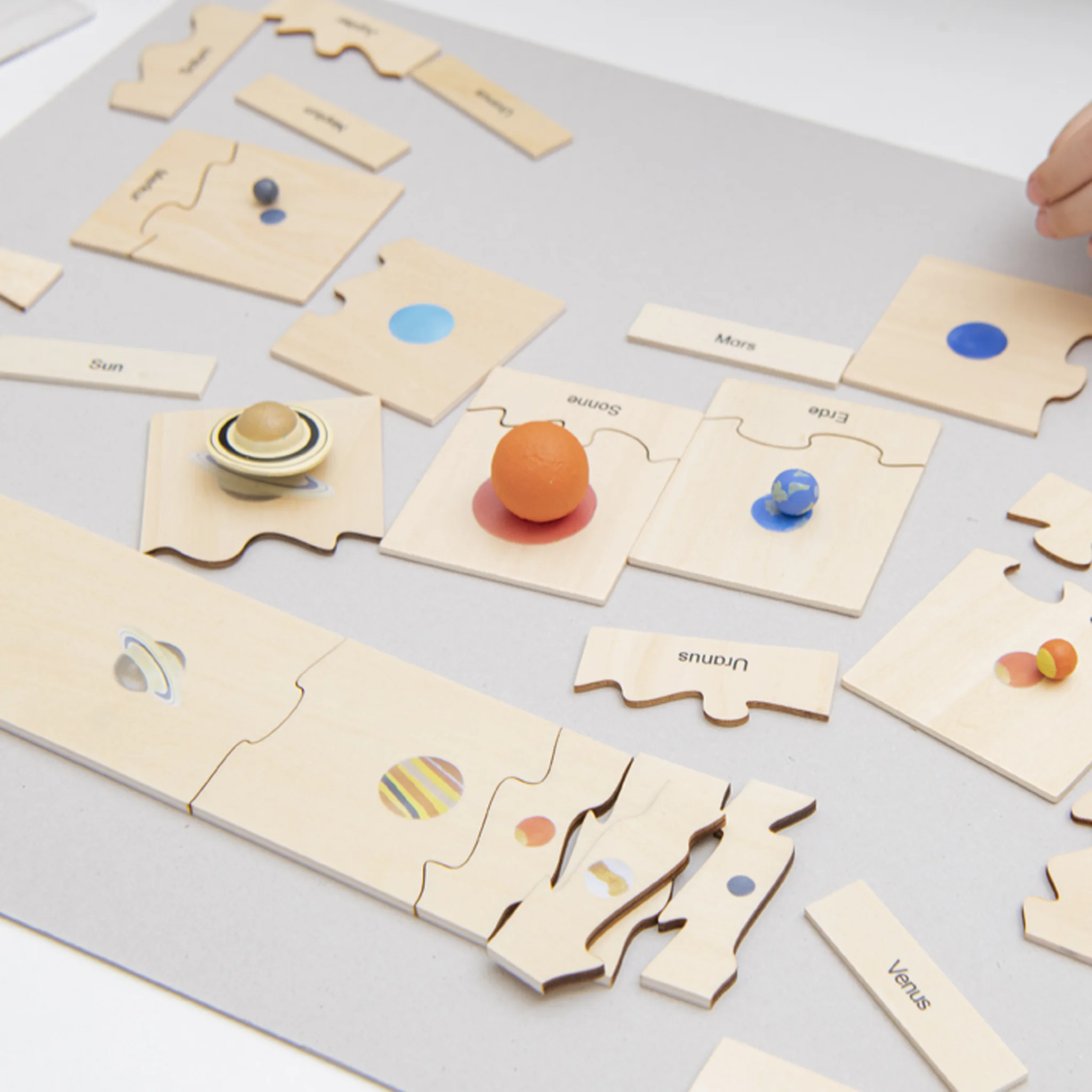 Holzpuzzle, Planetensystem, Modulares Puzzle, Sonne, Erde