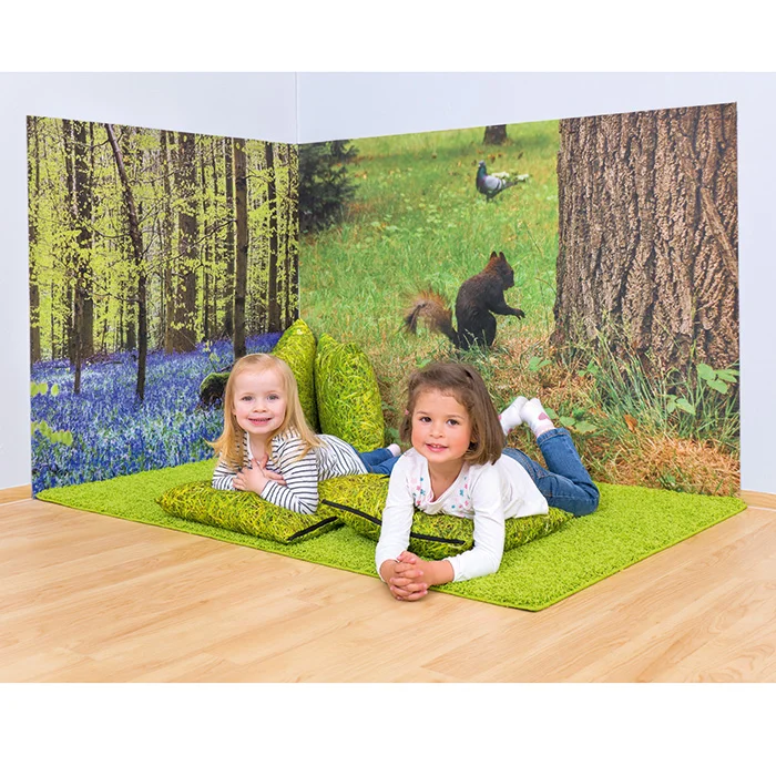 Kinderzimmer, Teppich, Sitzkissen, Waldmotiv, Druckpanorama
