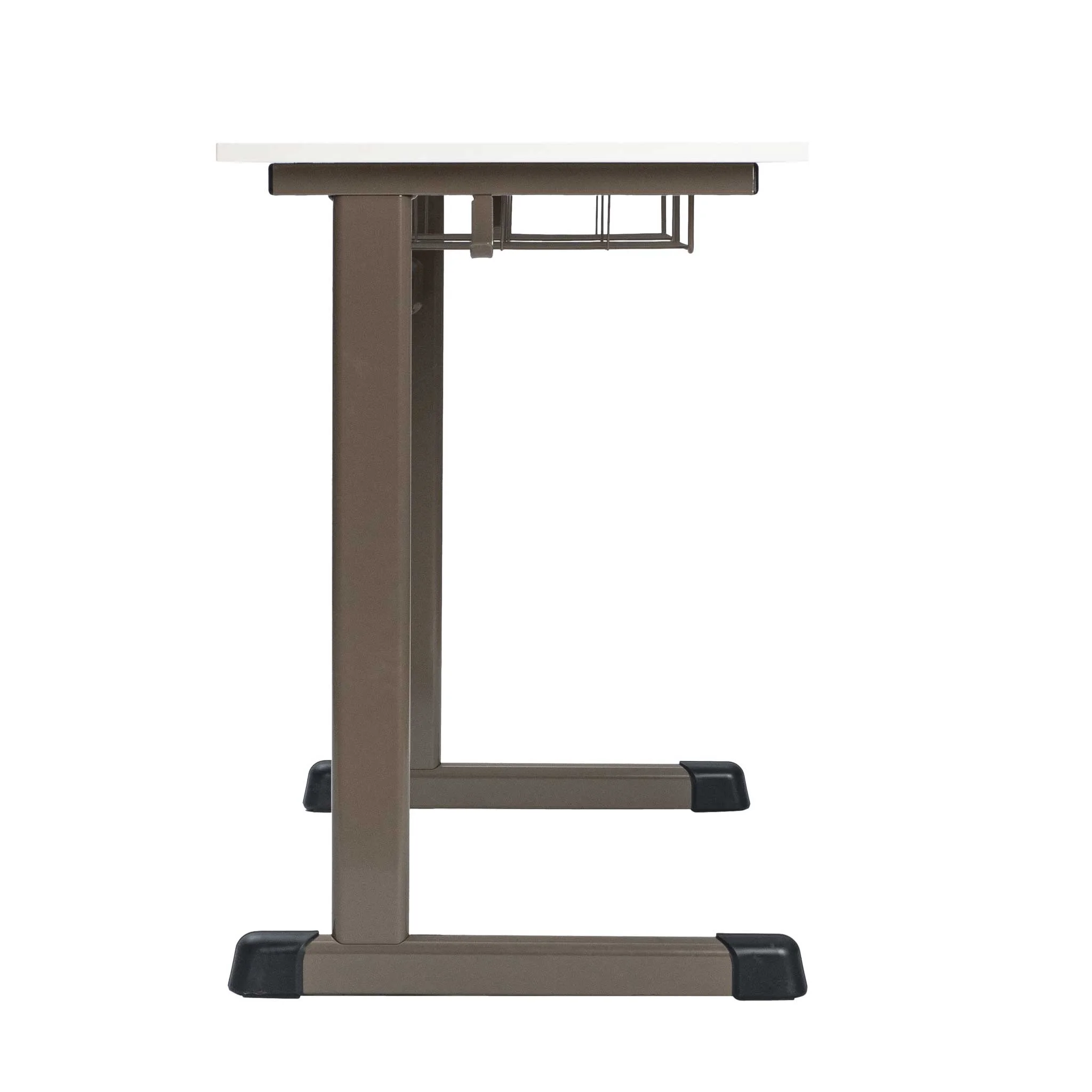 Schreibtisch, Beistelltisch, Metallgestell, braun, Tablettablage
