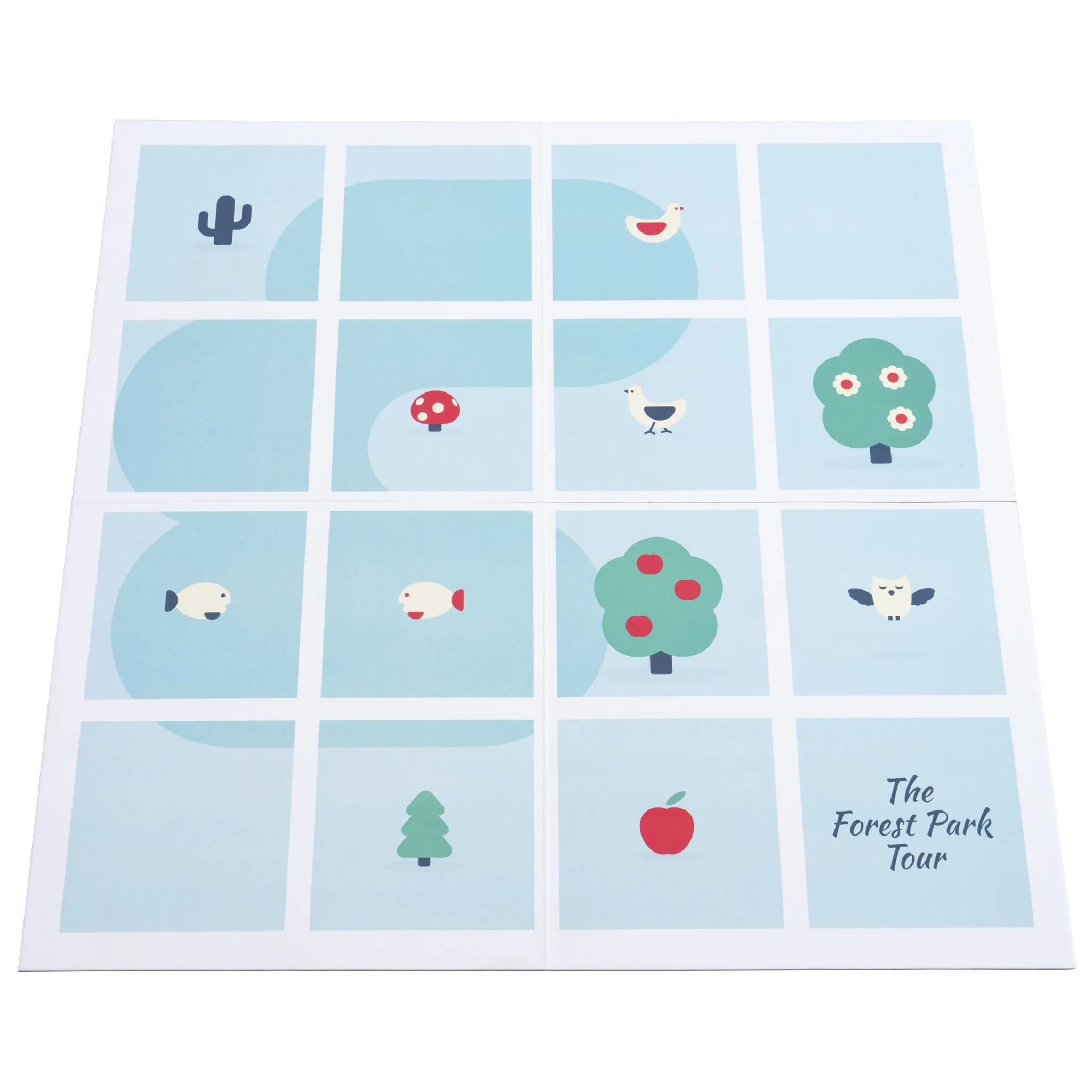 Puzzle, Memory-Spiel, Raster-Poster, Blauer Hintergrund, Bäume und Vögel