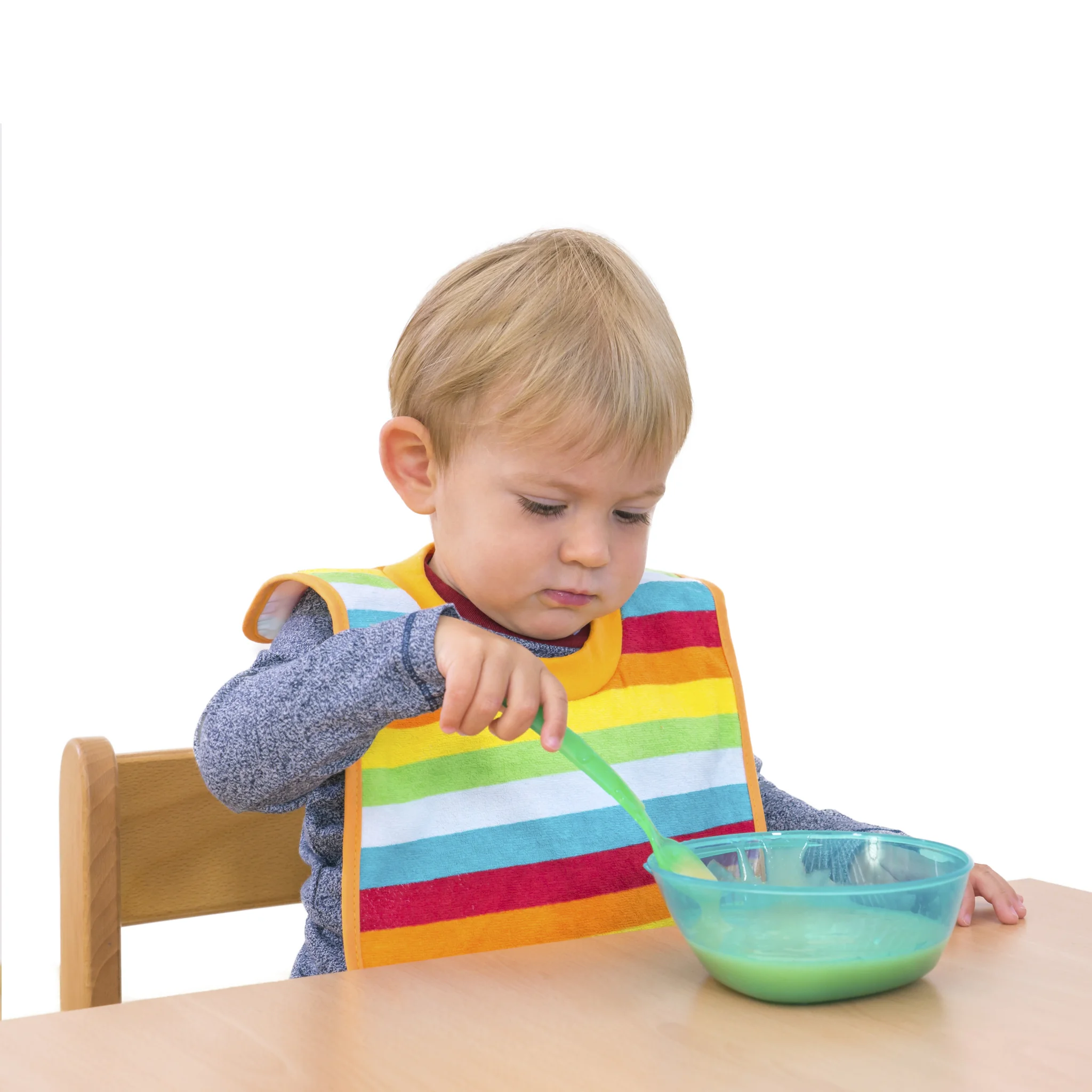 kinder, baby, füttern, Lätzchen, Schüssel