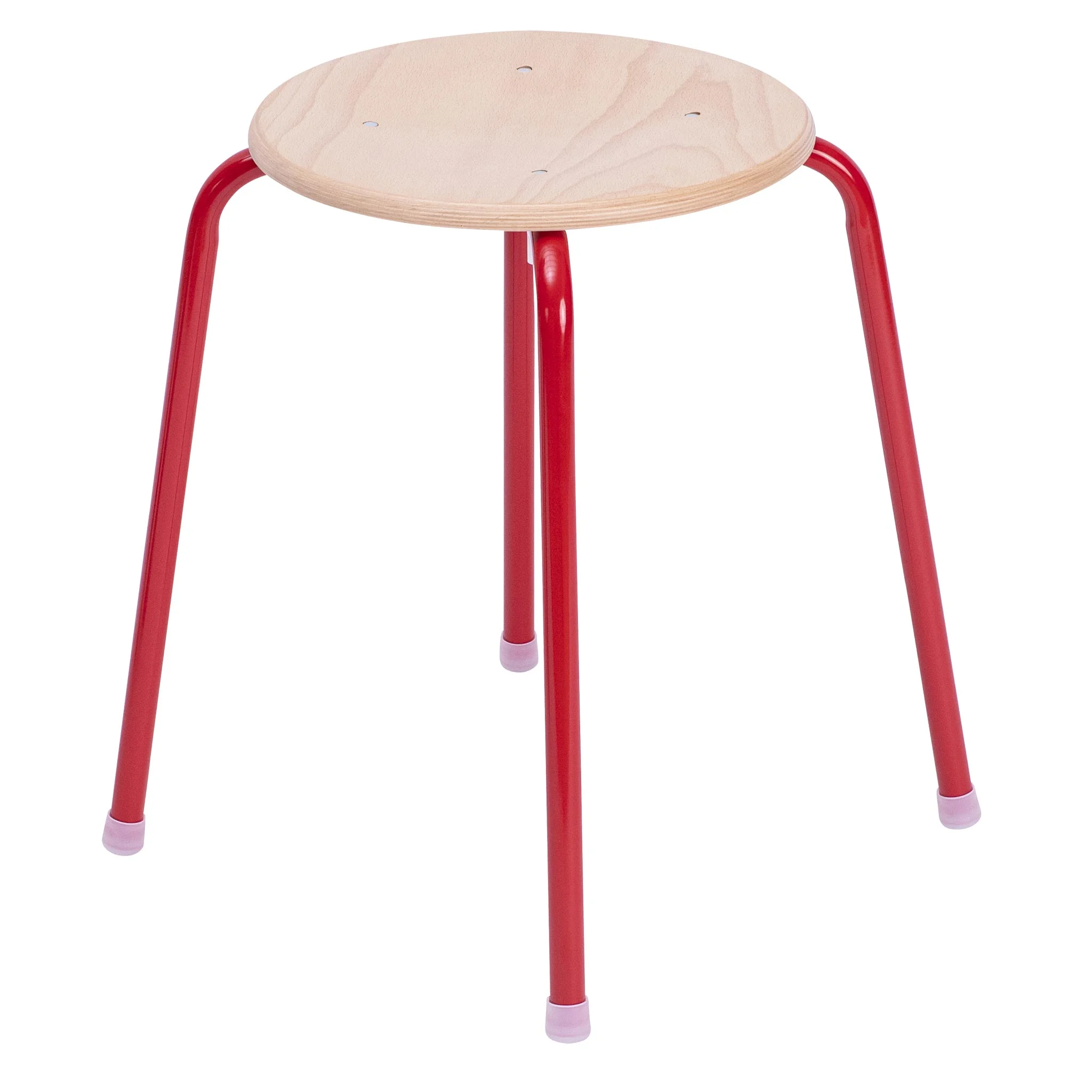Hocker, Holzoberfläche, rote Beine, Stühle/Gartenstuhl, vierbeiniger Hocker
