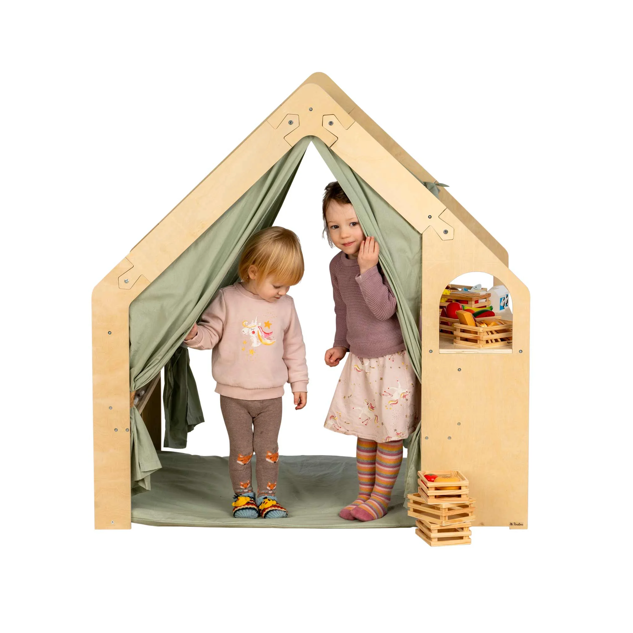 Spielzelt, Kinderzelt, Holzrahmen, Puppenhaus-Charakter, Kinderzimmer Spielset
