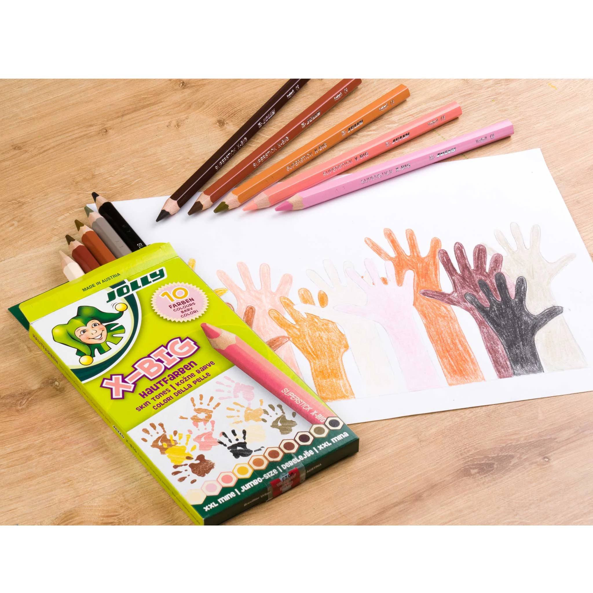 Farbstifte, Buntstifte, Papier, Kartonbox, Kinderzeichnung