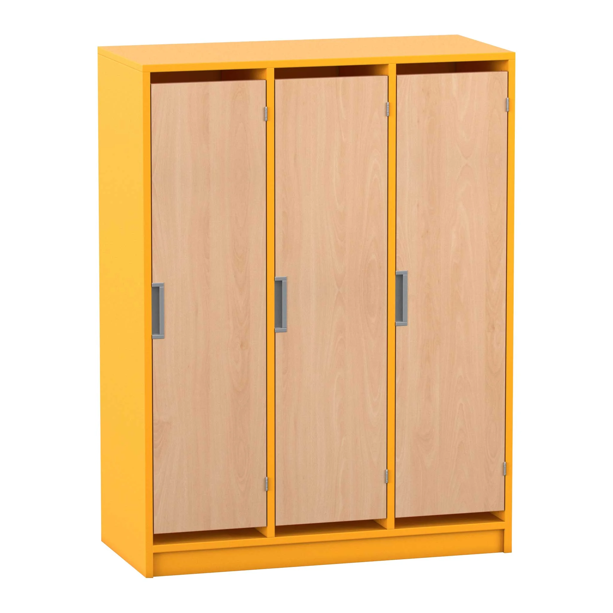 Schrank, Dreifachschrank, orange, Holzoptik, Schranktüren