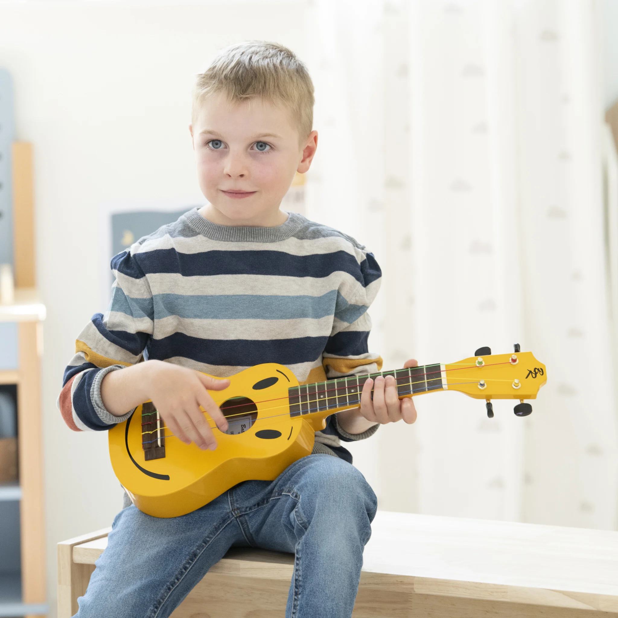 Kinder-Ukulele, Ukulele, Gelb, Holz, Saiten