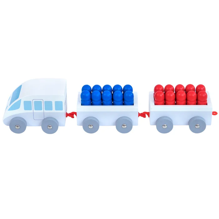 Spielzeugzug, Holzspielzeug, Bauklötze, Blau-rot, Kinderwagenzug