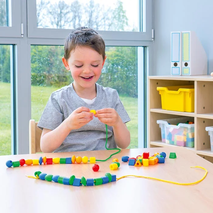 Kinder, Spielzeug, Perlenkette, Kordelspiel, Bausteine