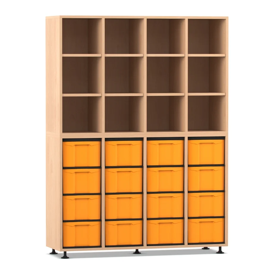 Boxenregal, 178,1 x 130,7 x 40,8, mit 16 Boxen, Stellfüße